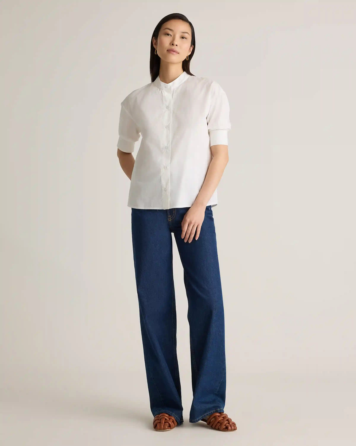 100% Organic Cotton Poplin Puff Sleeve Shirt