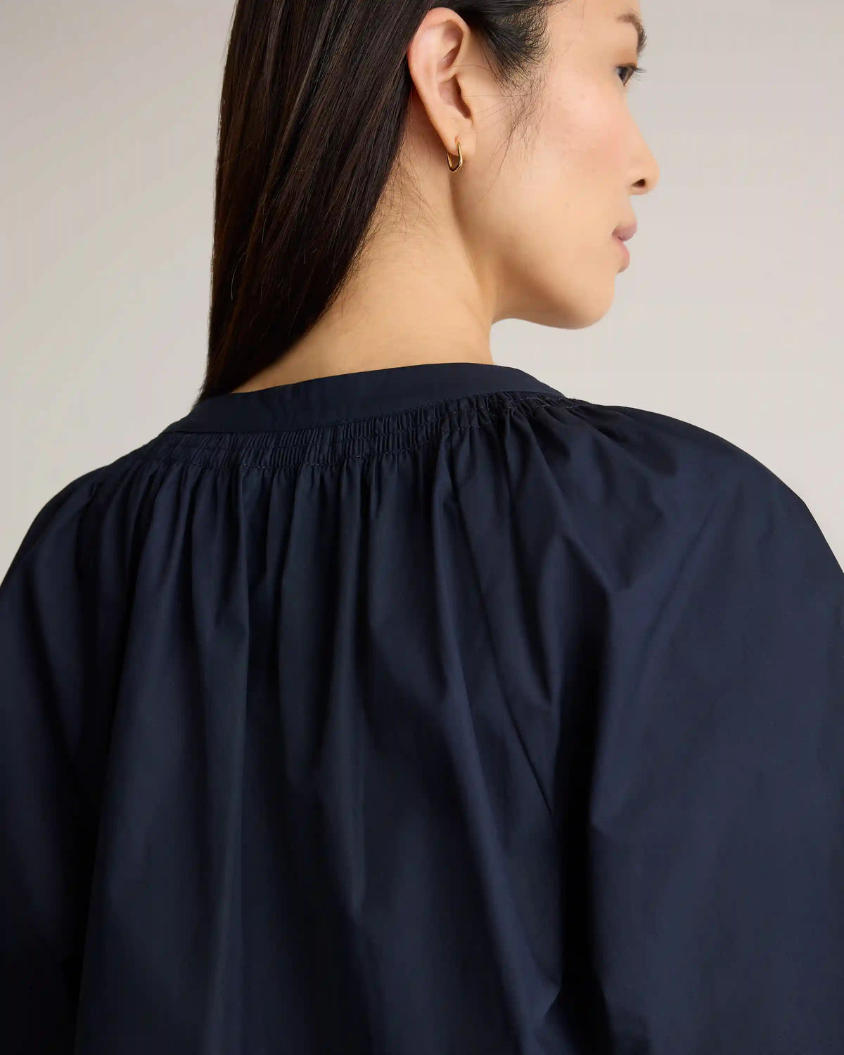 100% Organic Cotton Poplin Split Neck Top