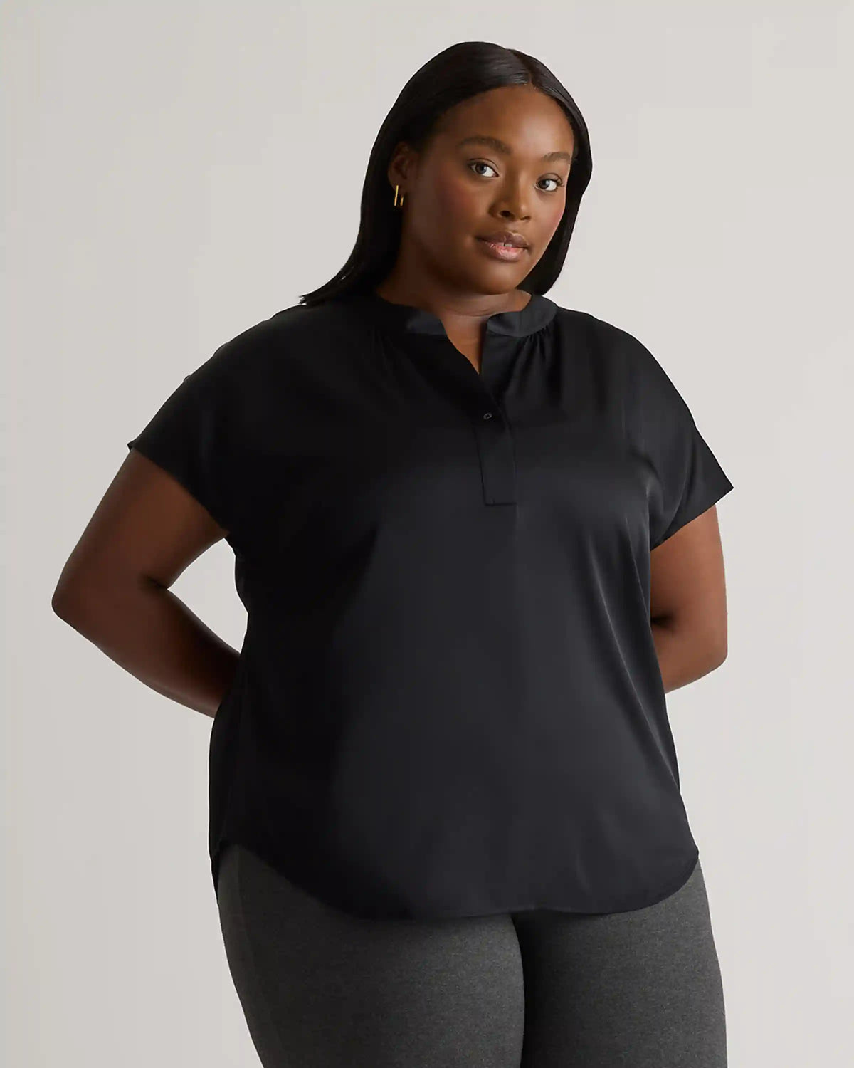 Washable Stretch Silk Dolman Sleeve Blouse
