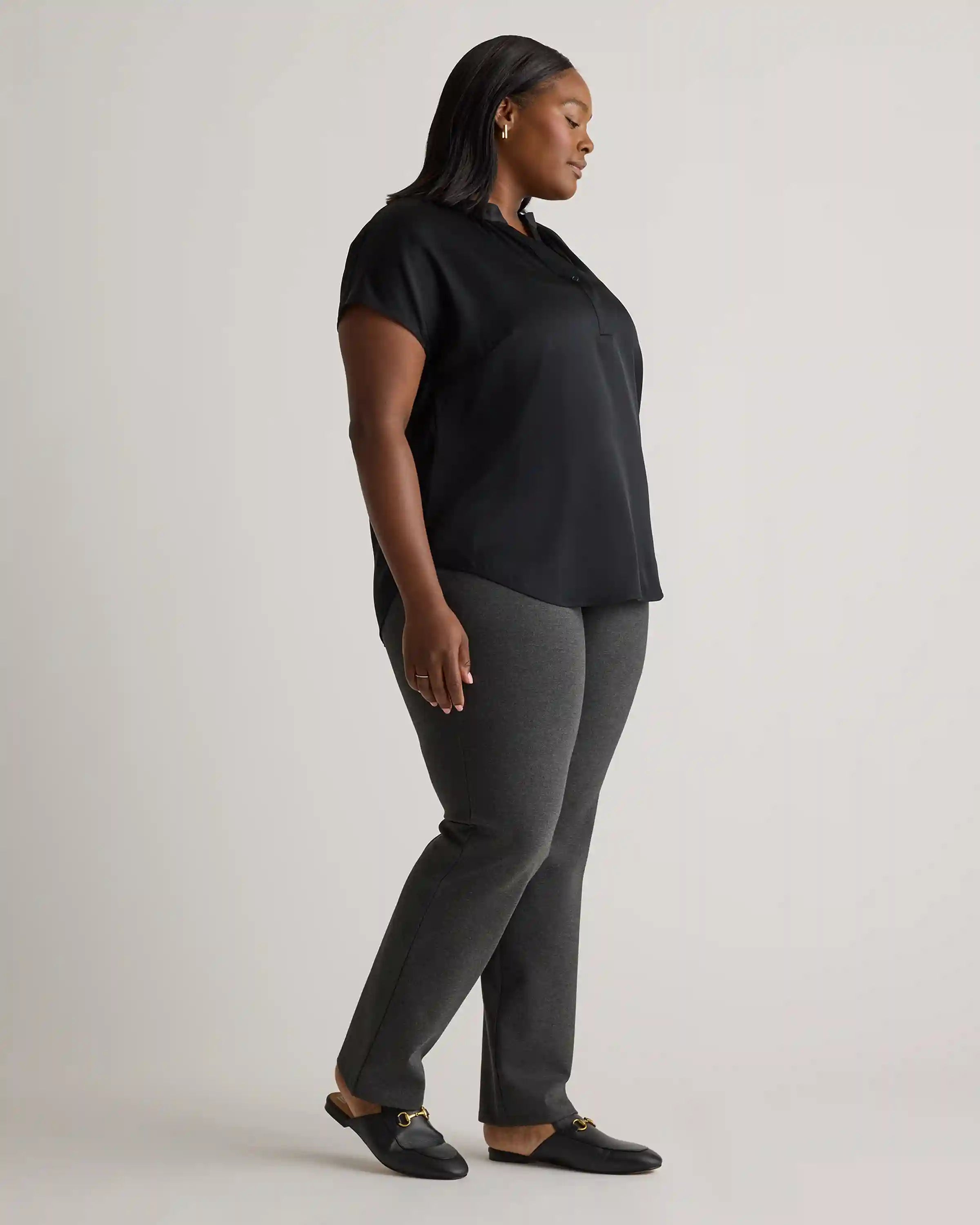 Washable Stretch Silk Dolman Sleeve Blouse