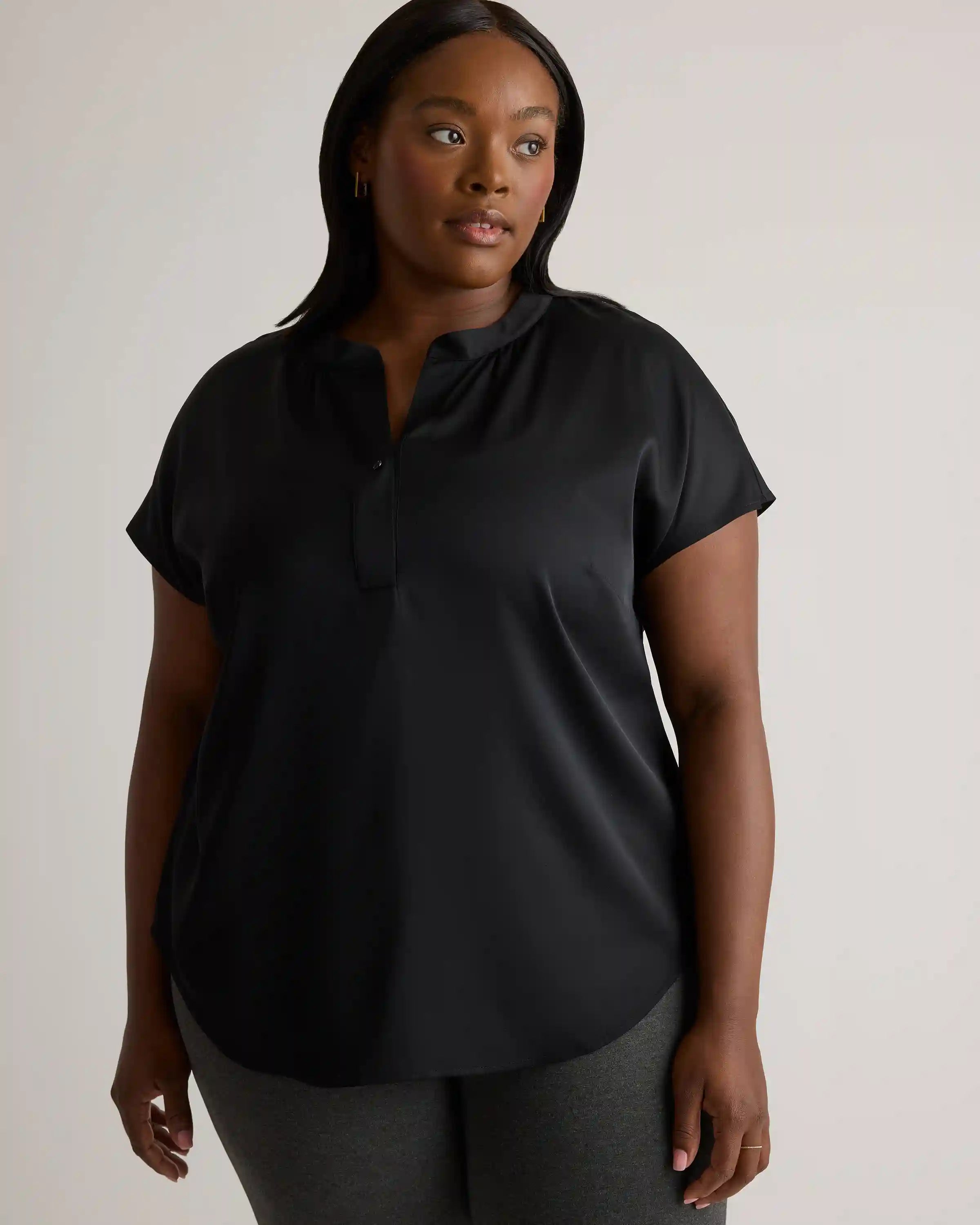 Washable Stretch Silk Dolman Sleeve Blouse