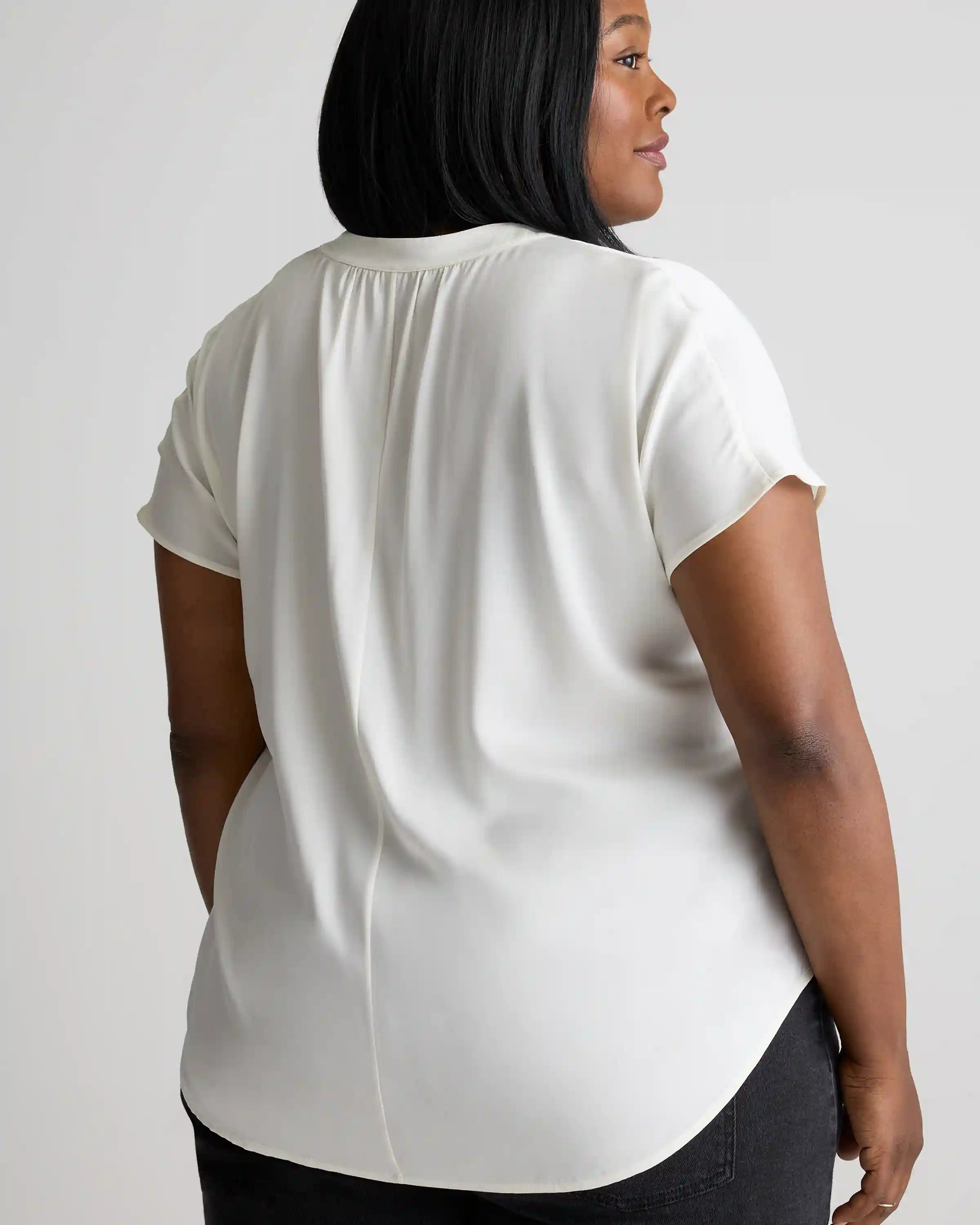 Washable Stretch Silk Dolman Sleeve Blouse