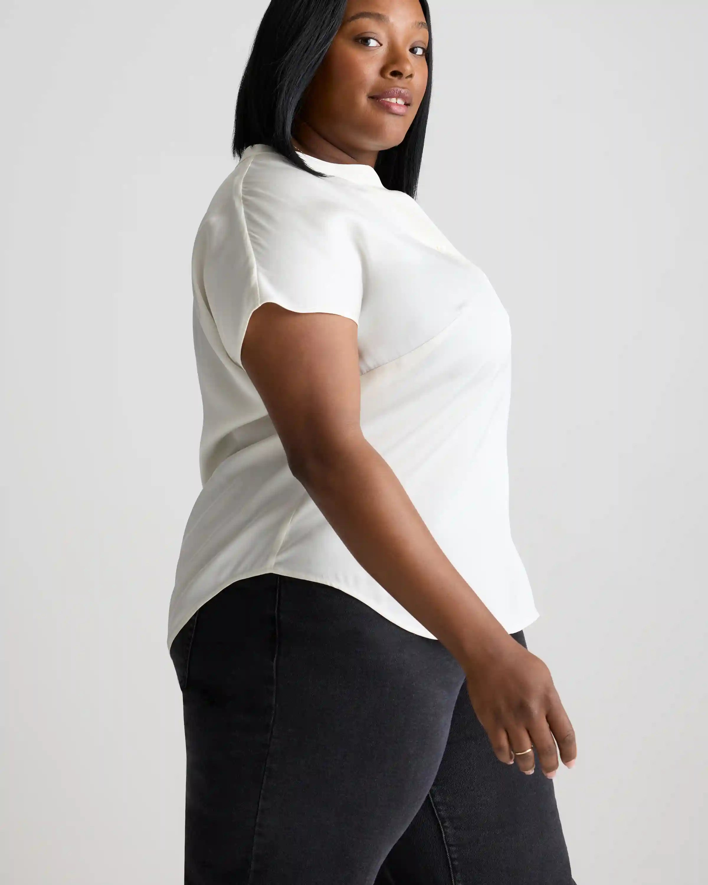 Washable Stretch Silk Dolman Sleeve Blouse