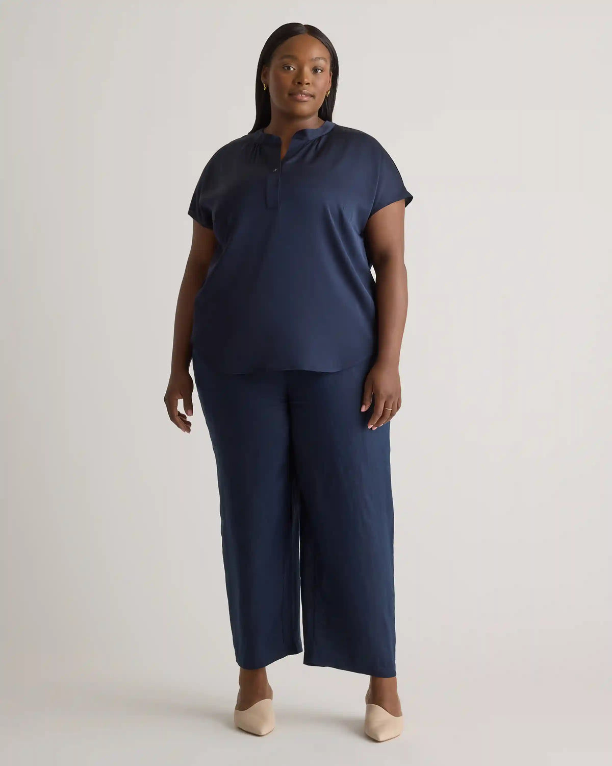 Washable Stretch Silk Dolman Sleeve Blouse