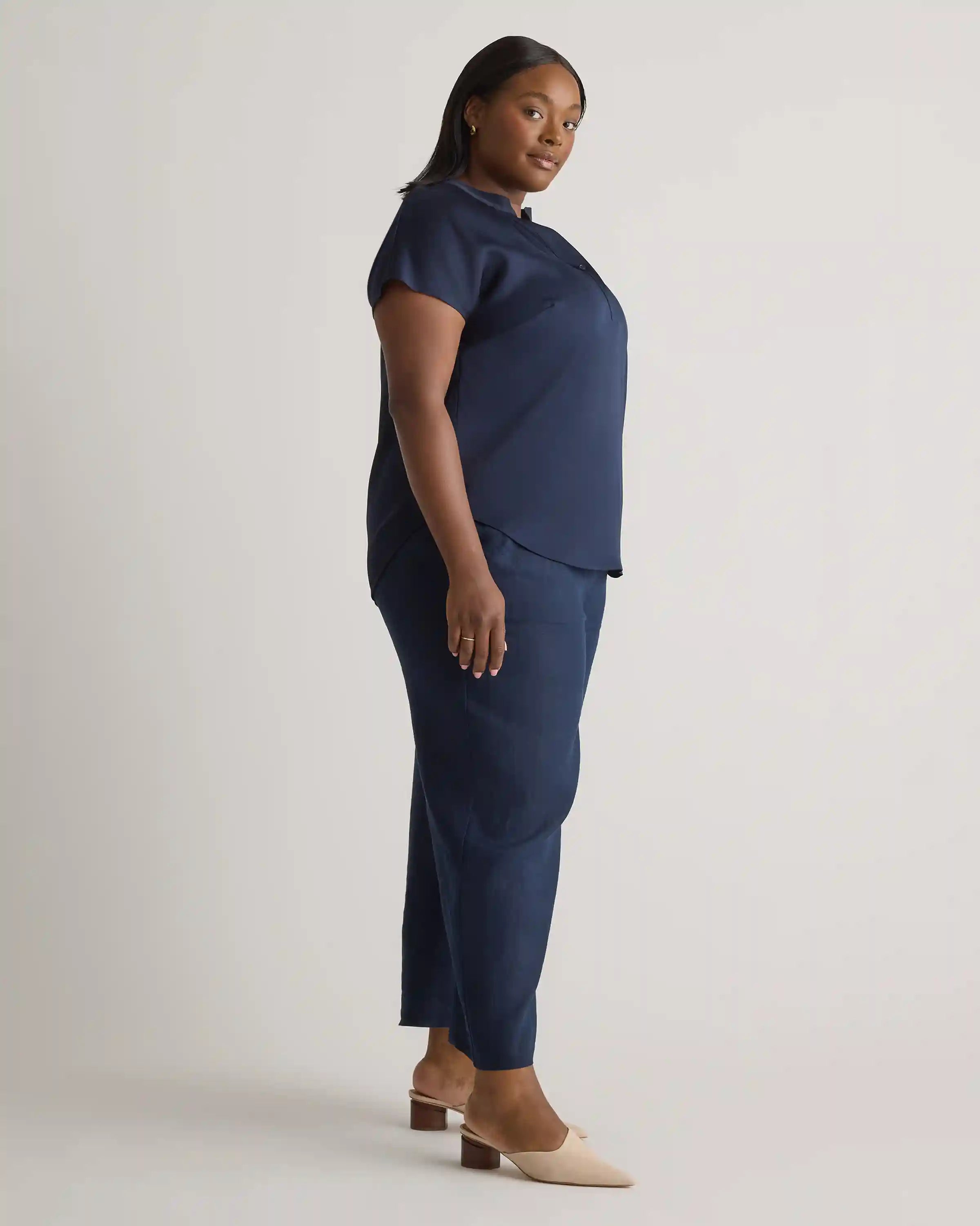 Washable Stretch Silk Dolman Sleeve Blouse
