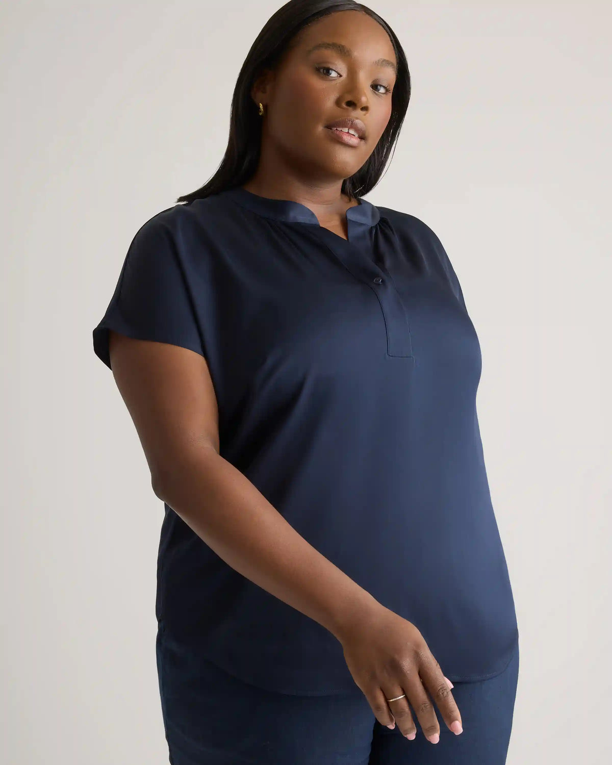 Washable Stretch Silk Dolman Sleeve Blouse
