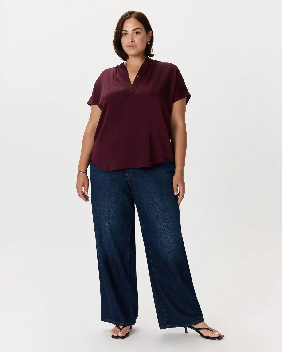 Washable Stretch Silk Dolman Sleeve Blouse