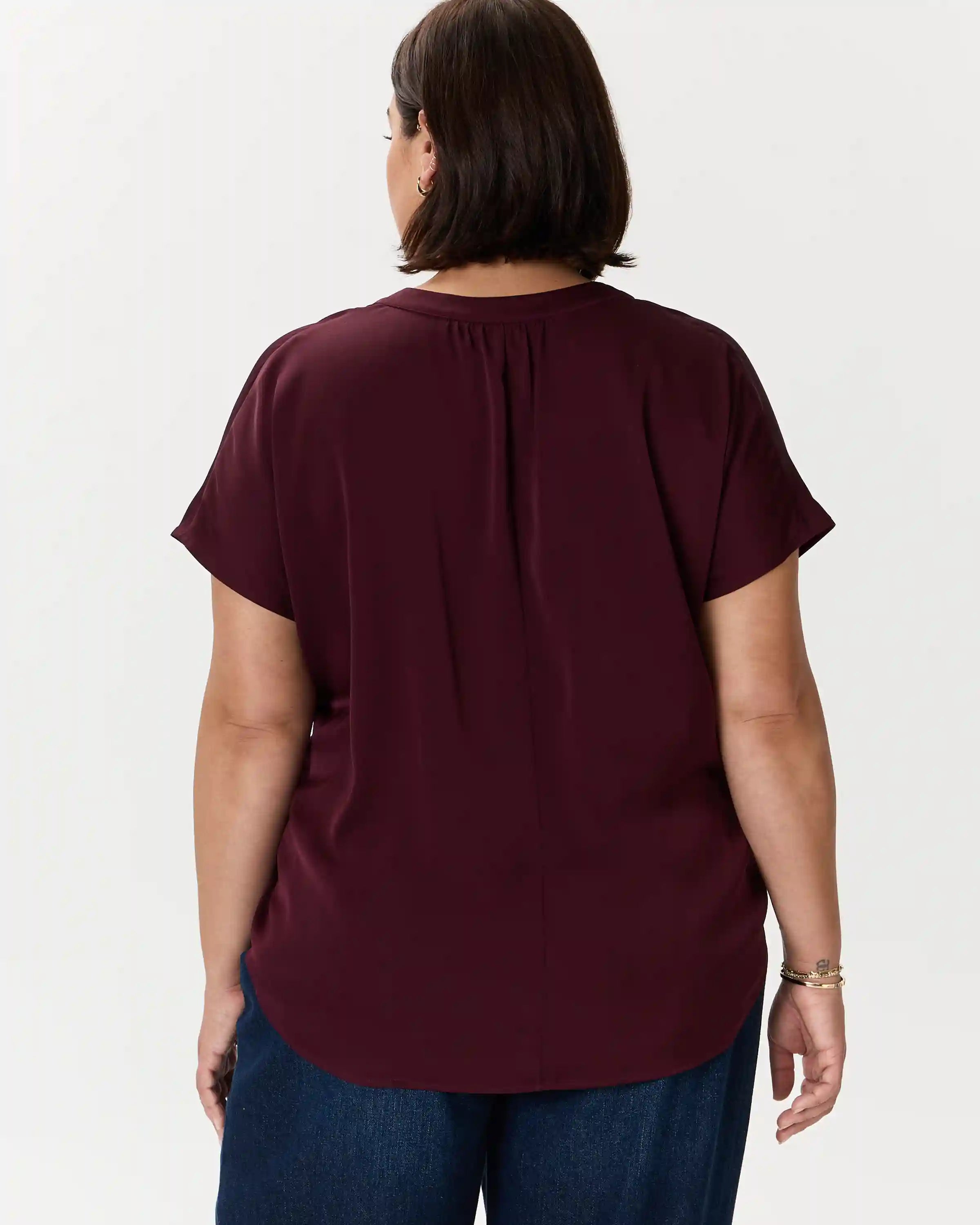 Washable Stretch Silk Dolman Sleeve Blouse