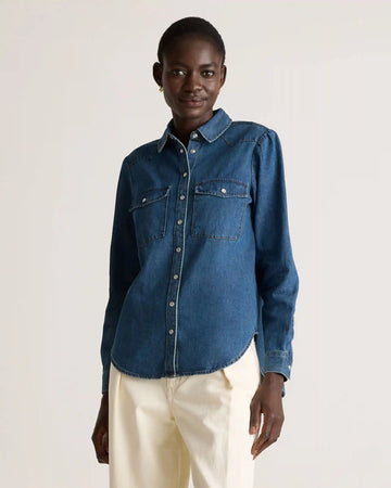 Distressed Denim Western Shirt