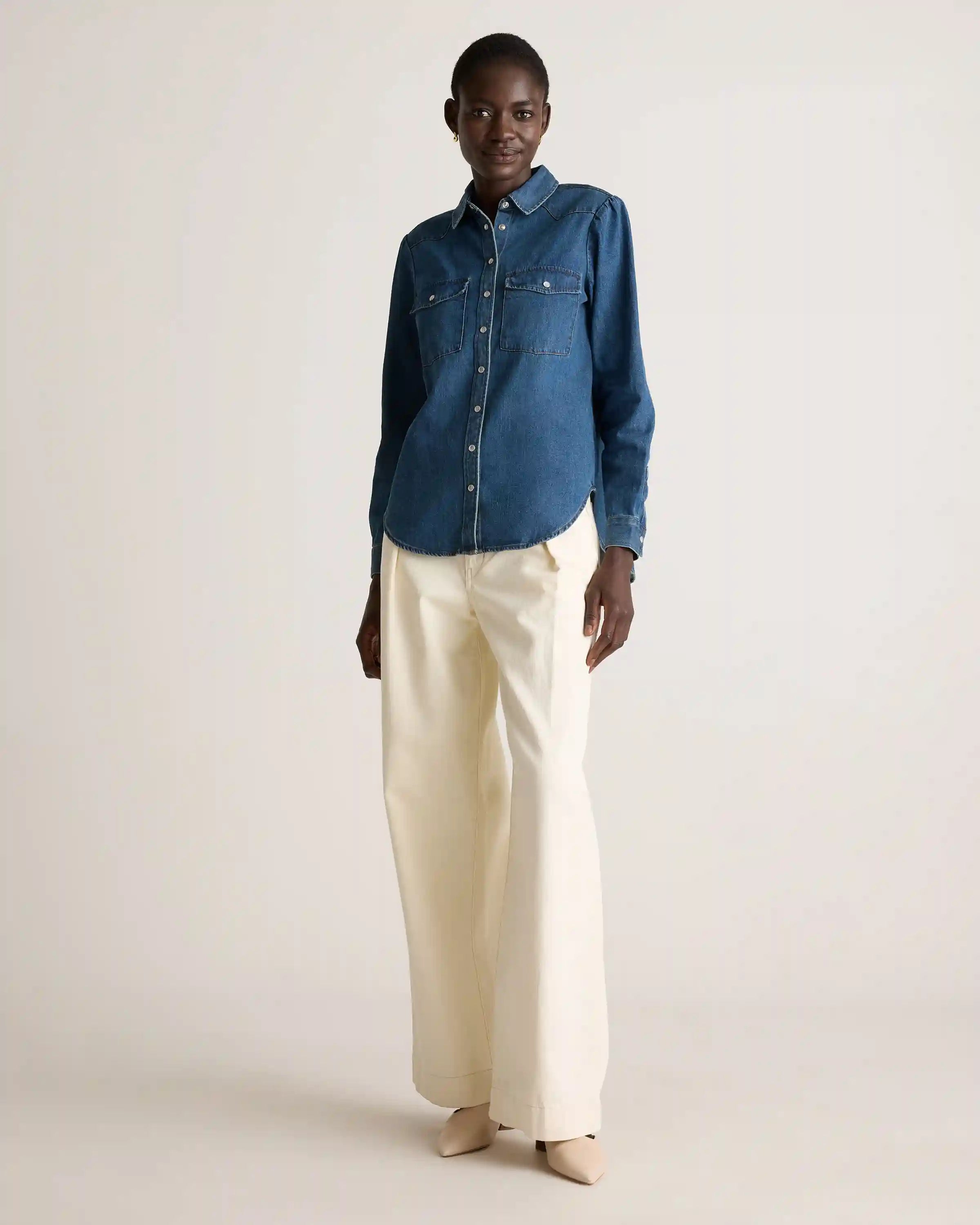 Distressed Denim Western Shirt