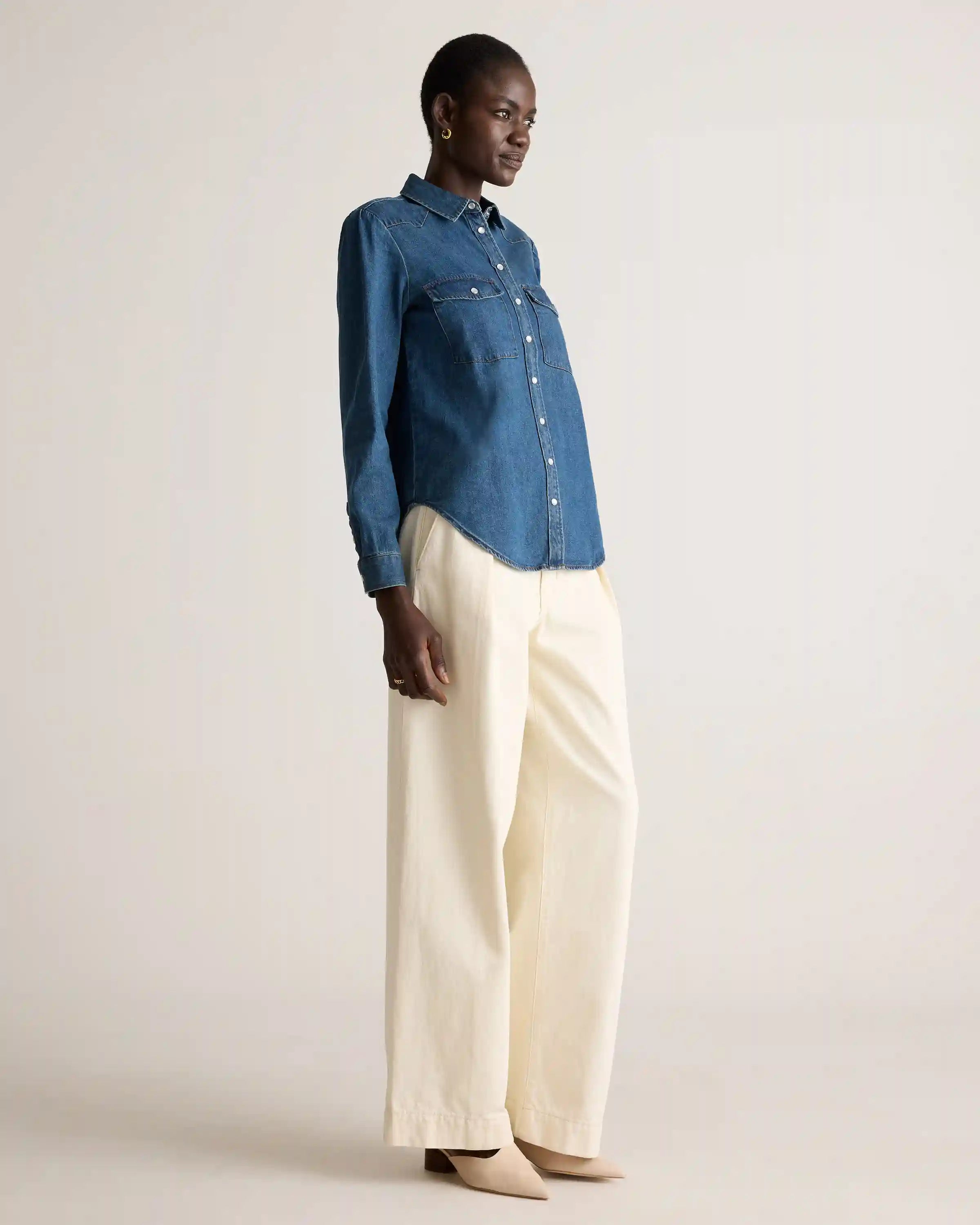 Distressed Denim Western Shirt