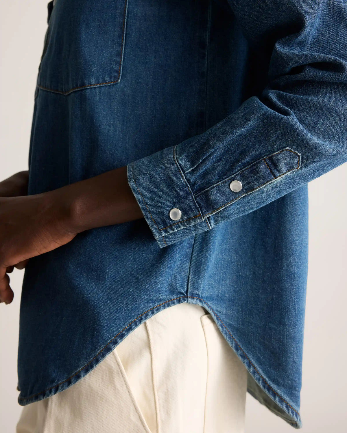 Distressed Denim Western Shirt