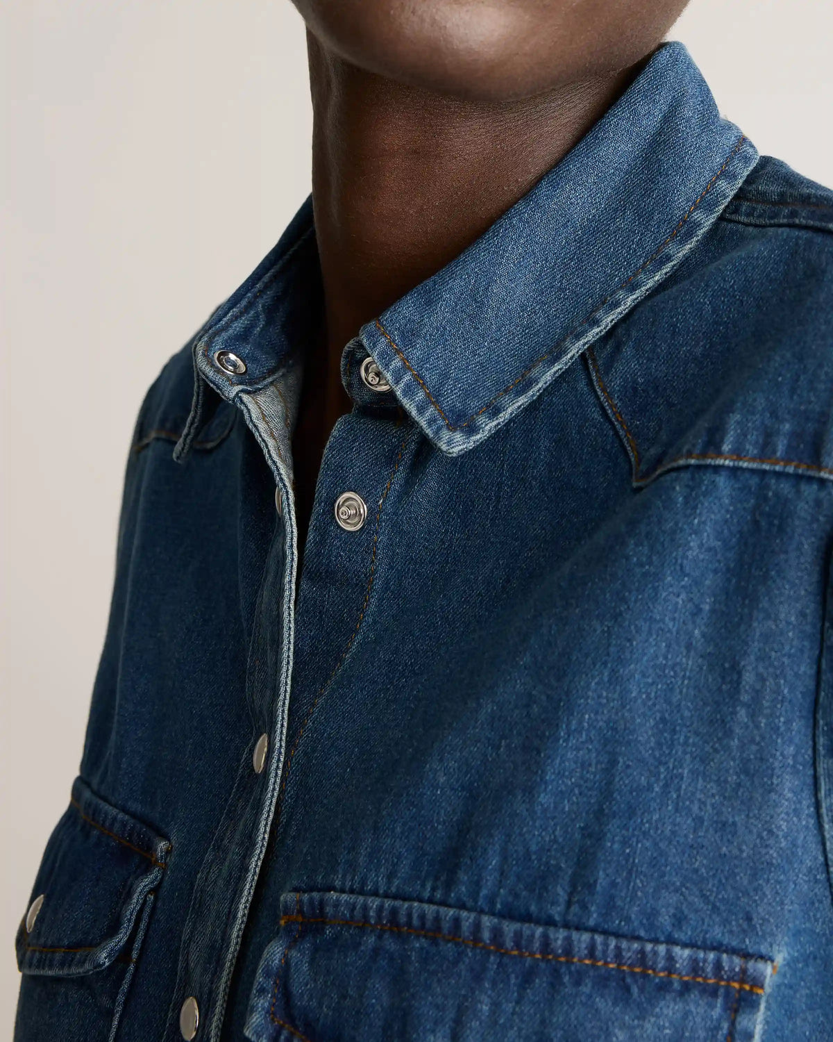 Distressed Denim Western Shirt