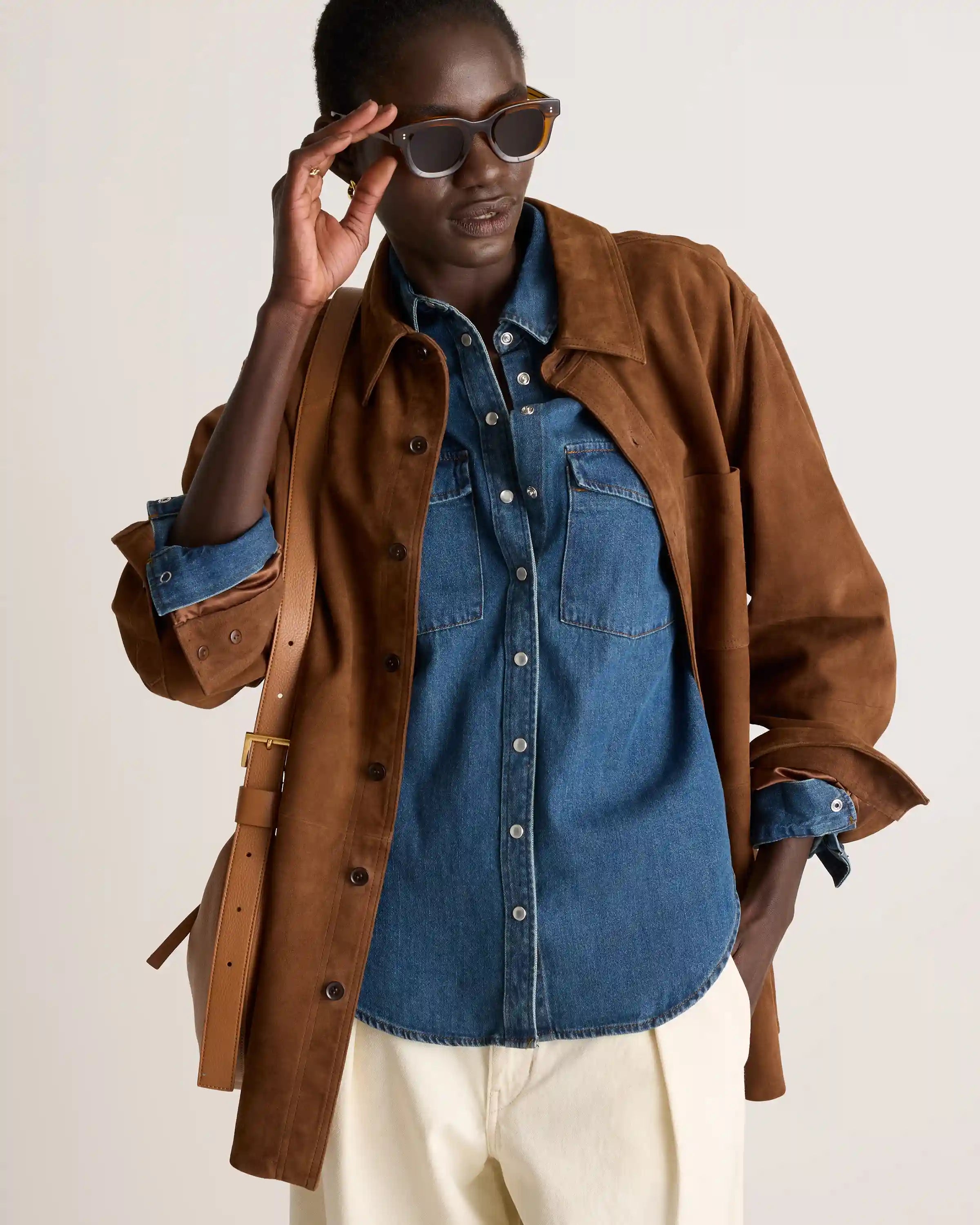 Distressed Denim Western Shirt
