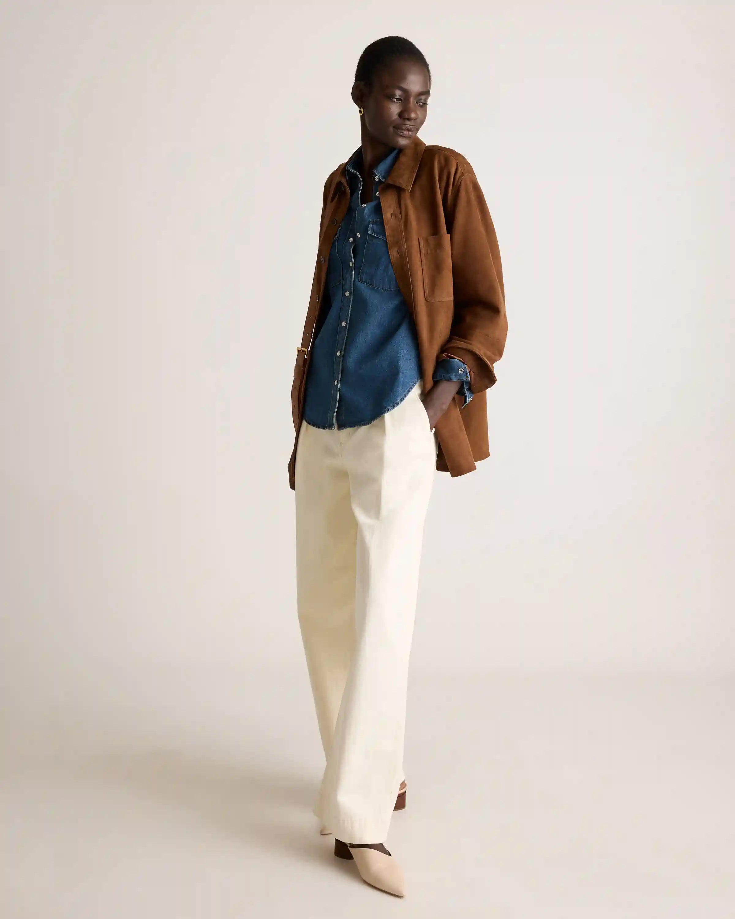 Distressed Denim Western Shirt