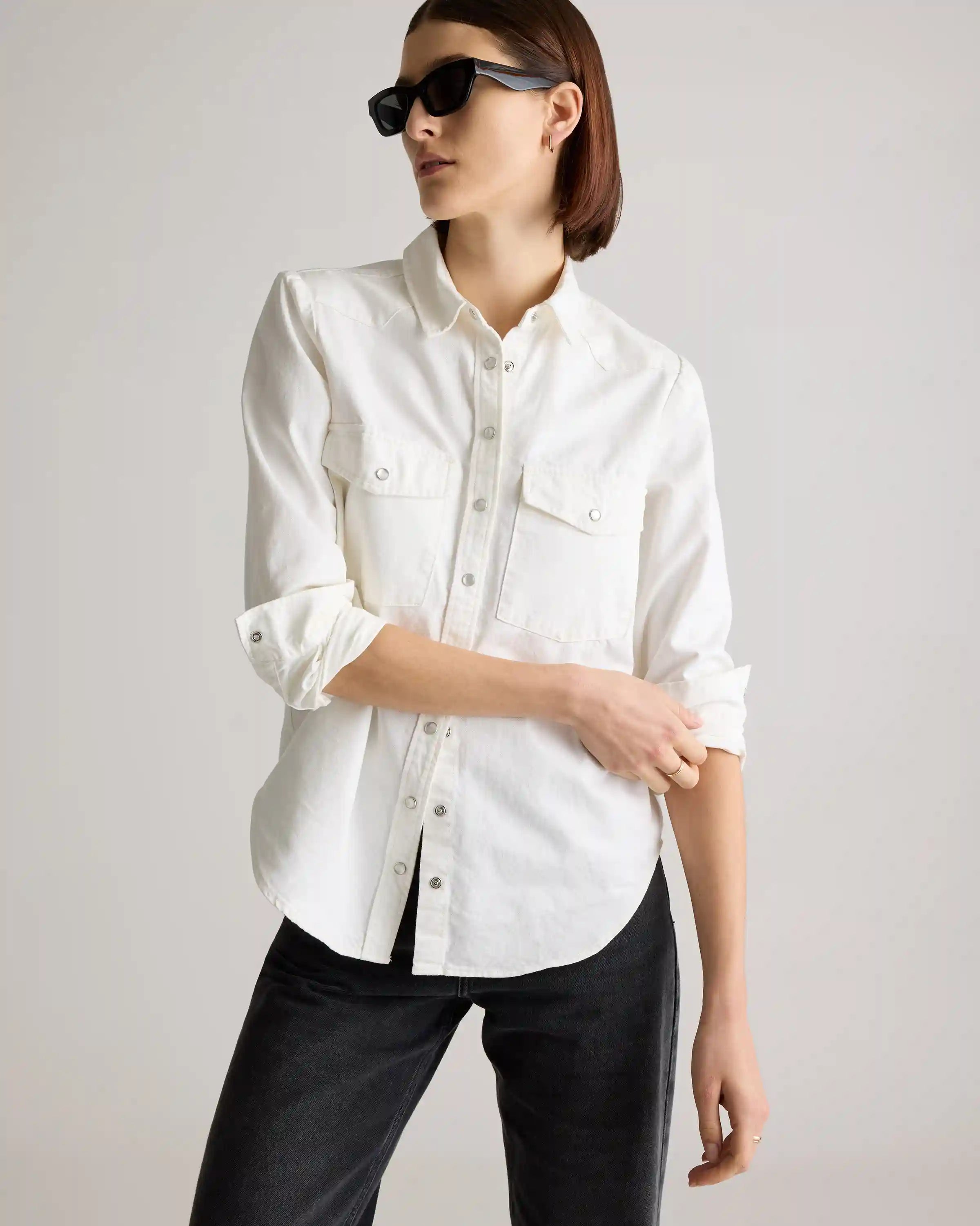 Distressed Denim Western Shirt