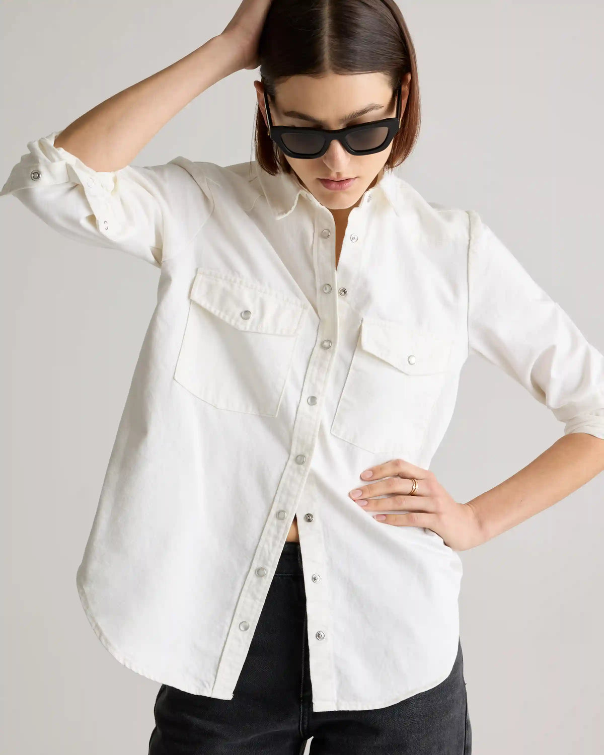 Distressed Denim Western Shirt
