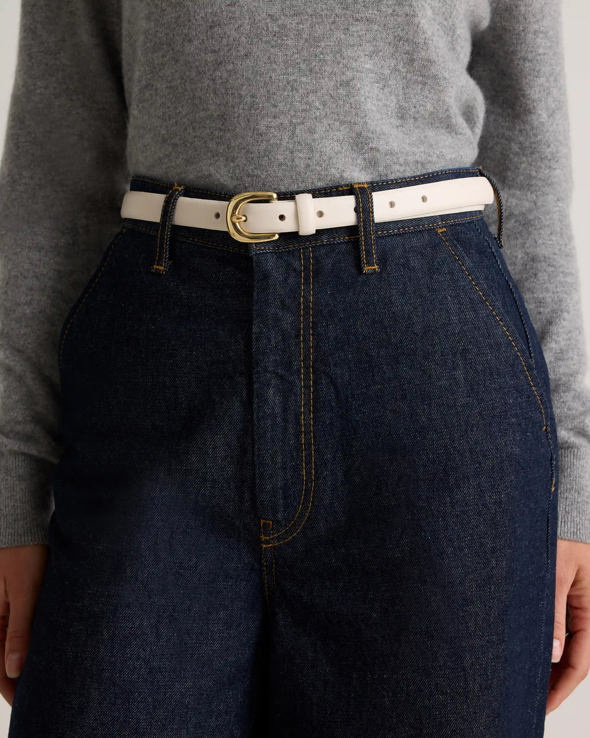 Sofia European Leather Skinny Belt