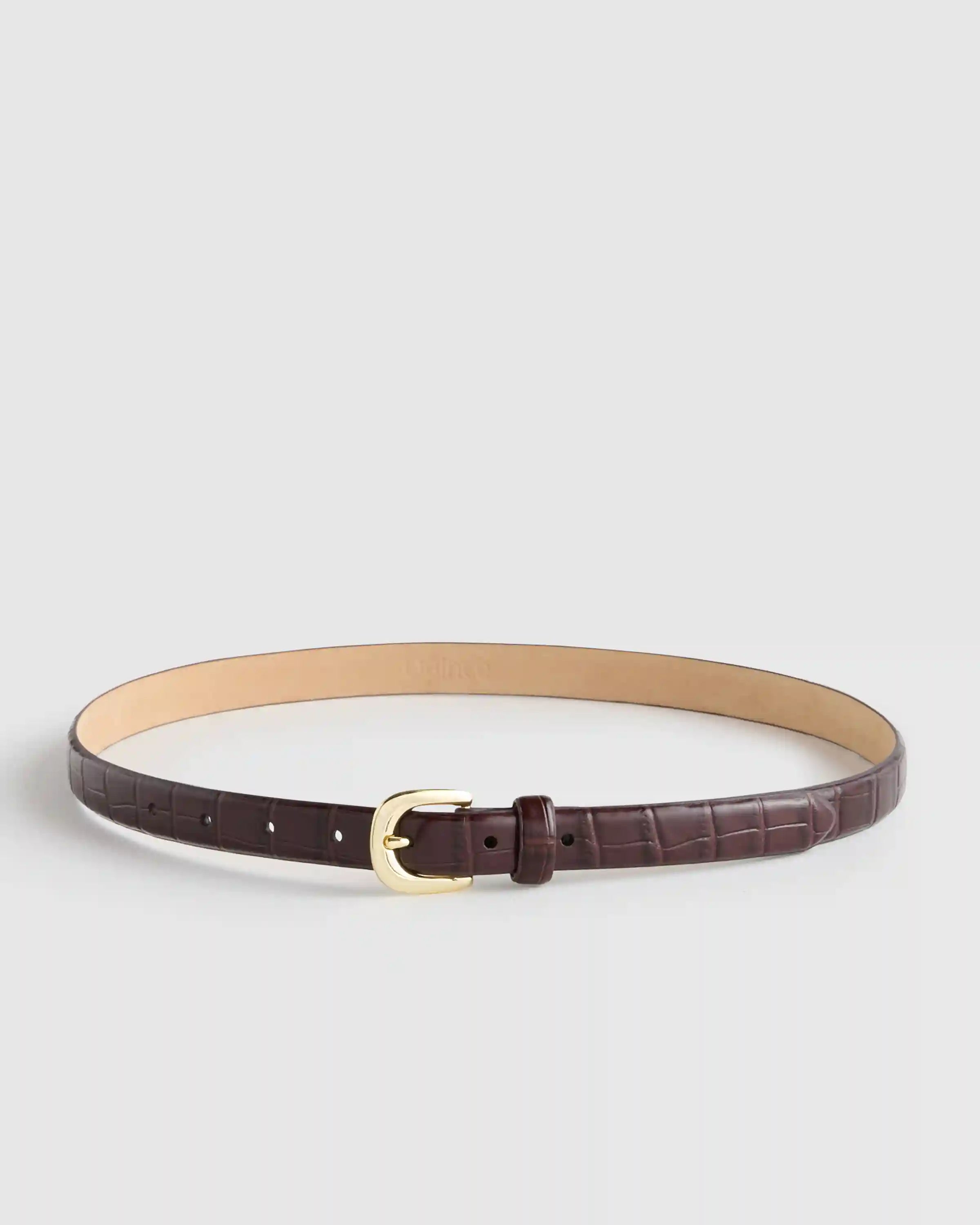 Sofia European Leather Skinny Belt