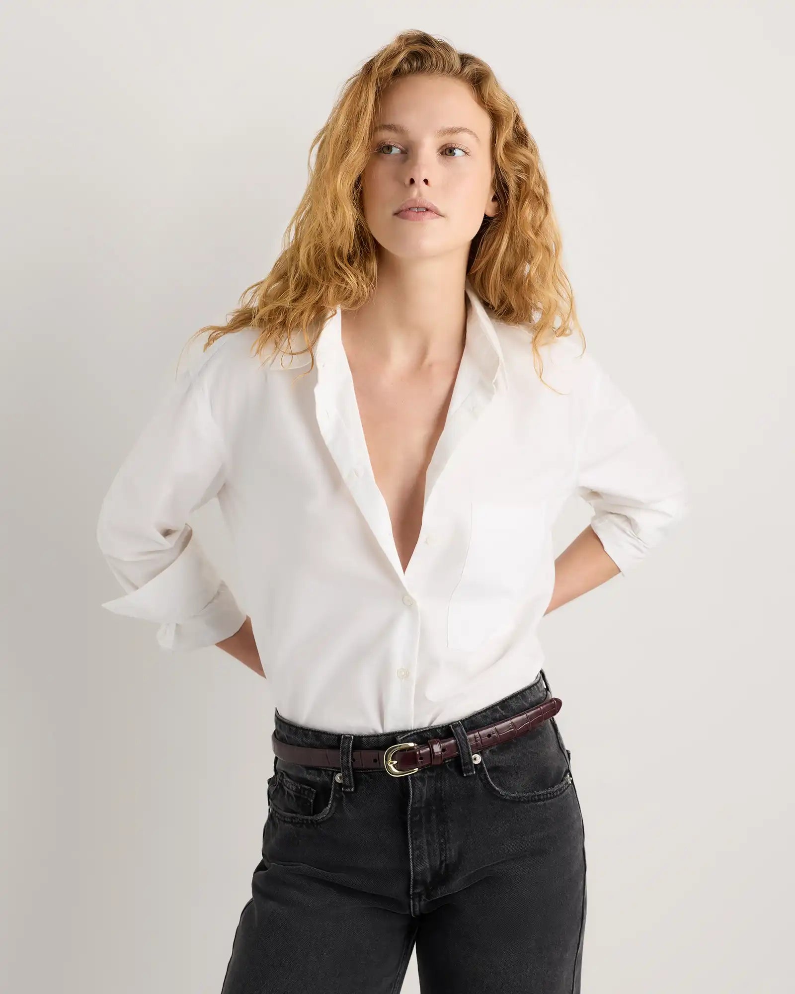 Sofia European Leather Skinny Belt