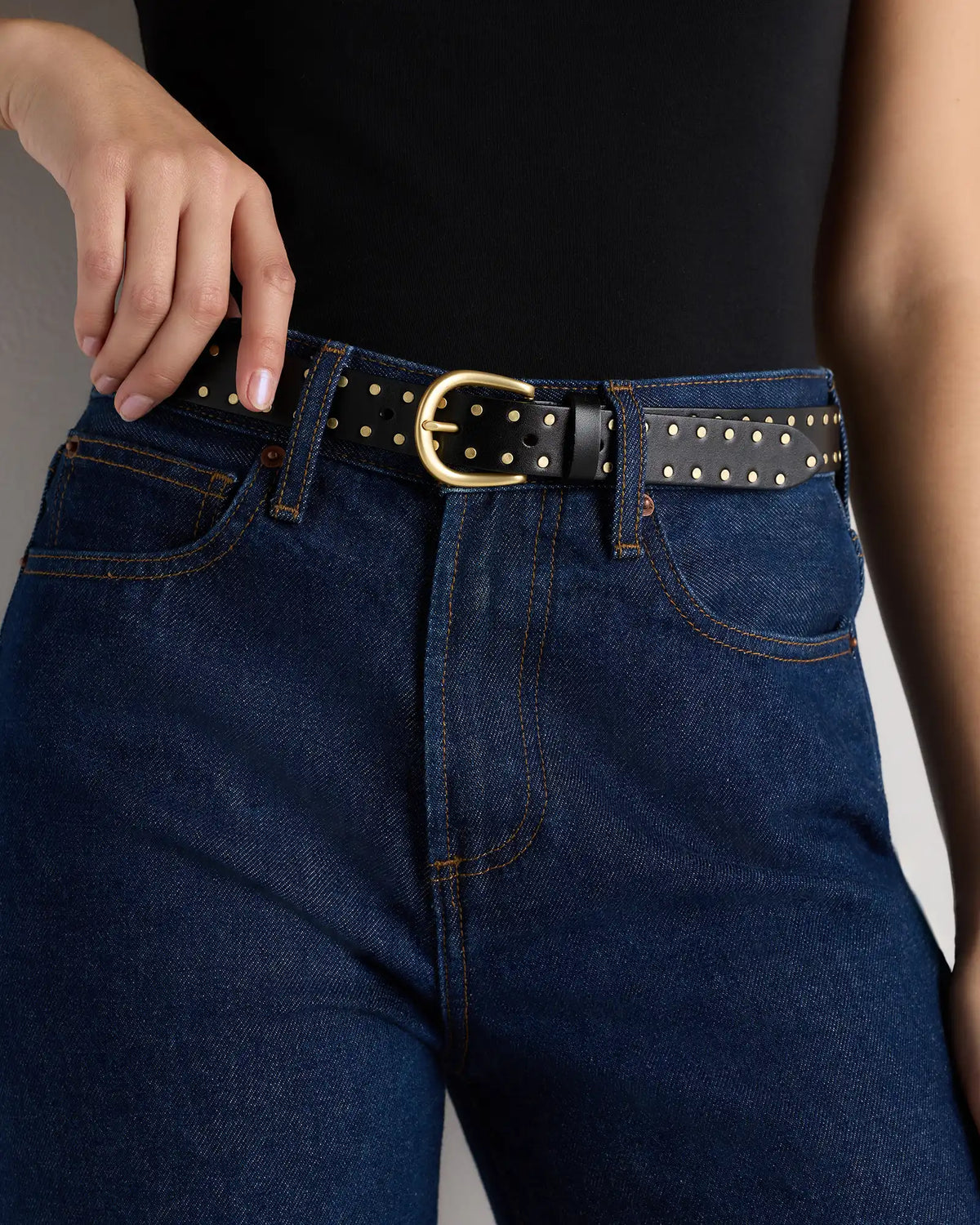 Ellie European Leather Flat Stud Belt