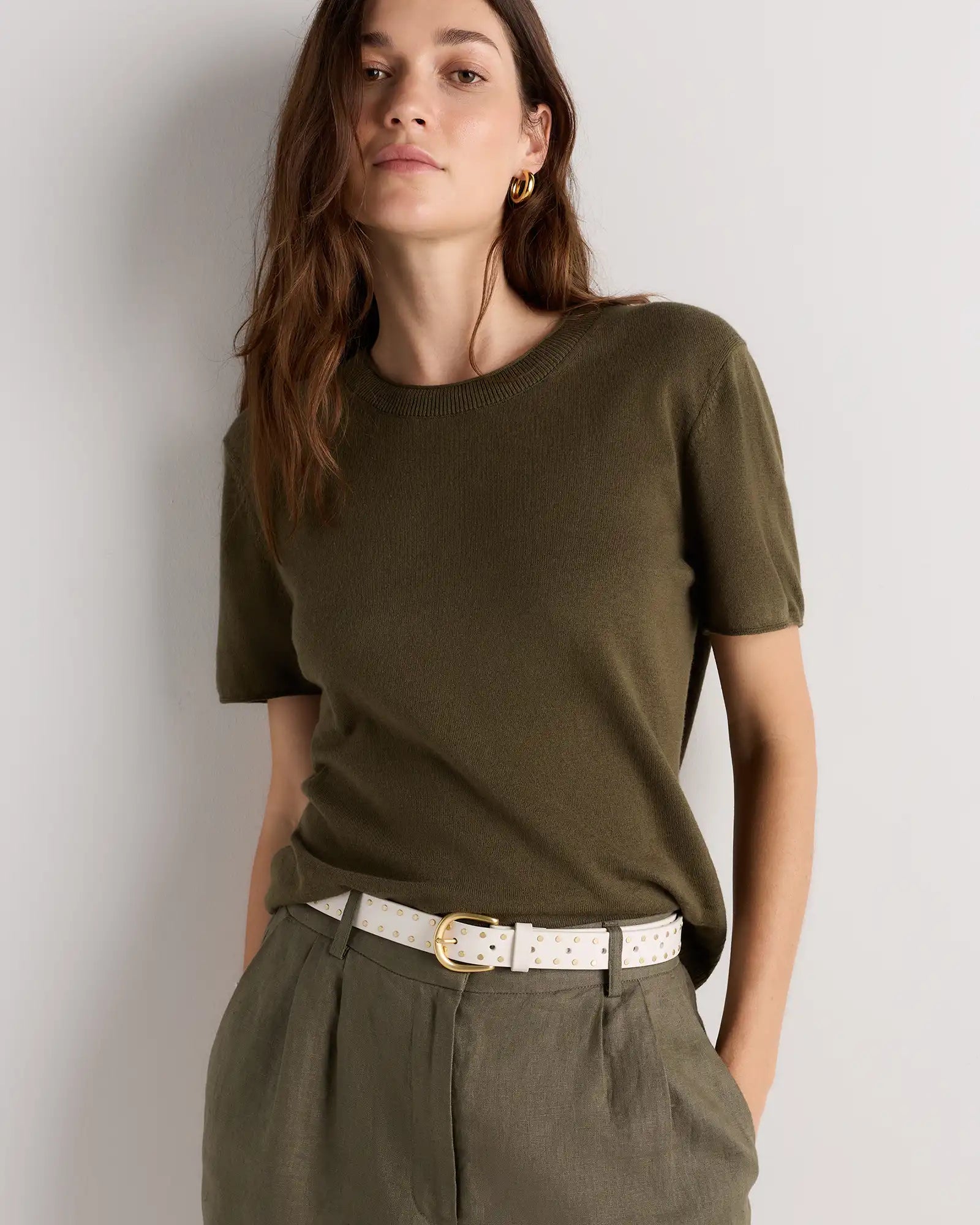 Ellie European Leather Flat Stud Belt