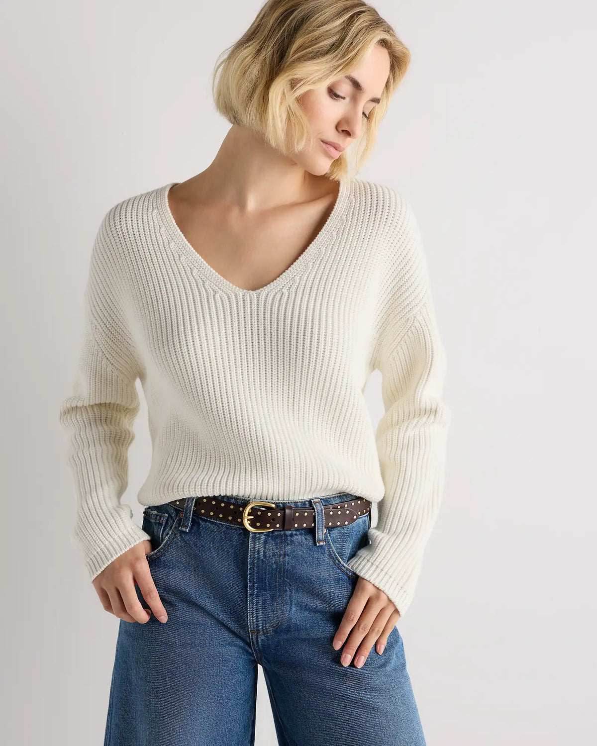 Ellie European Leather Flat Stud Belt
