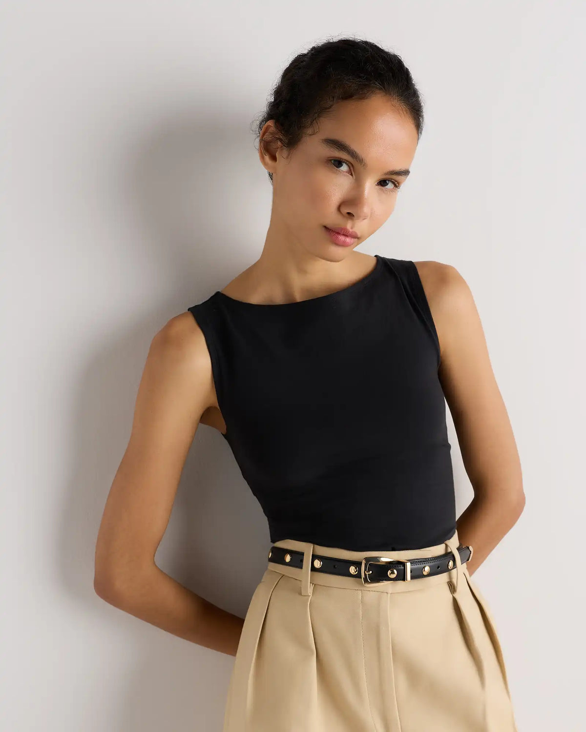 Alyssa European Leather Studded Skinny Belt