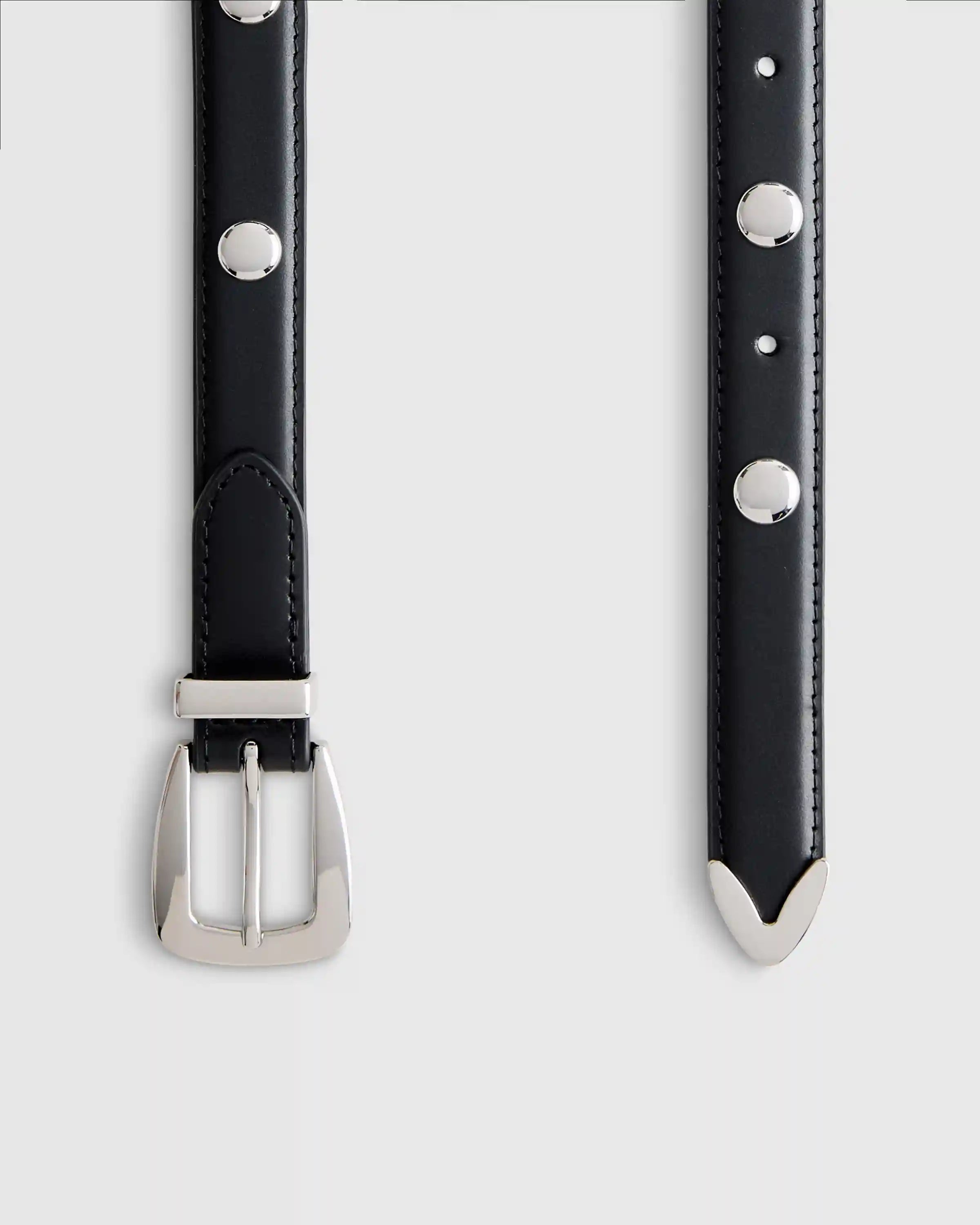 Alyssa European Leather Studded Skinny Belt