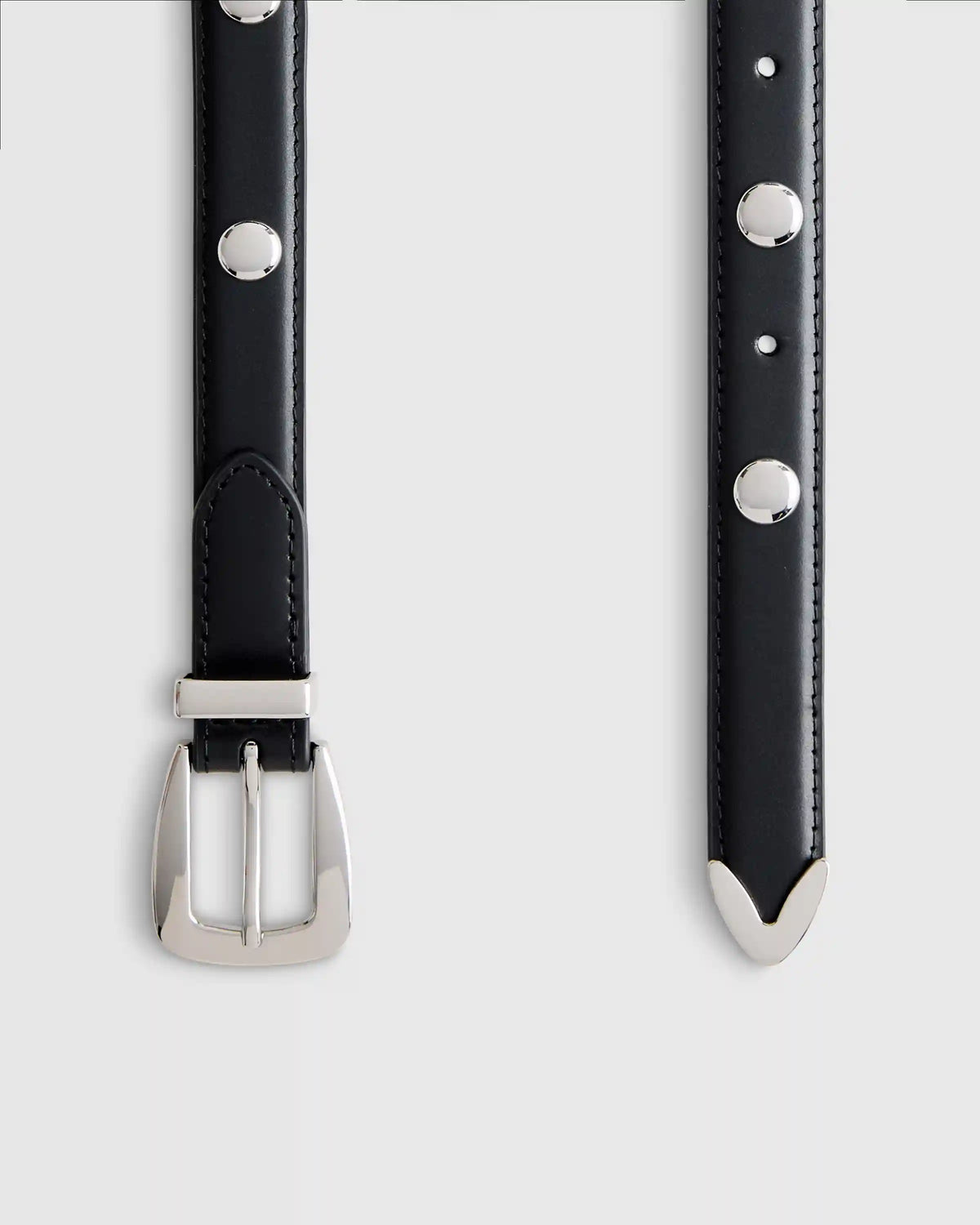Alyssa European Leather Studded Skinny Belt