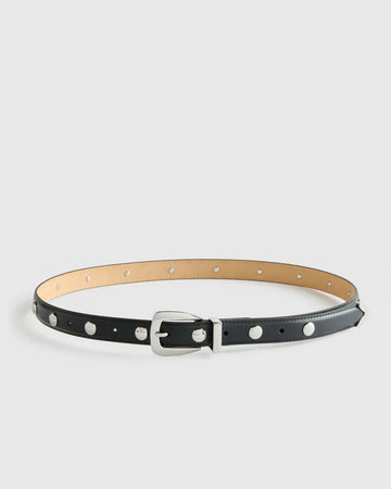 Alyssa European Leather Studded Skinny Belt