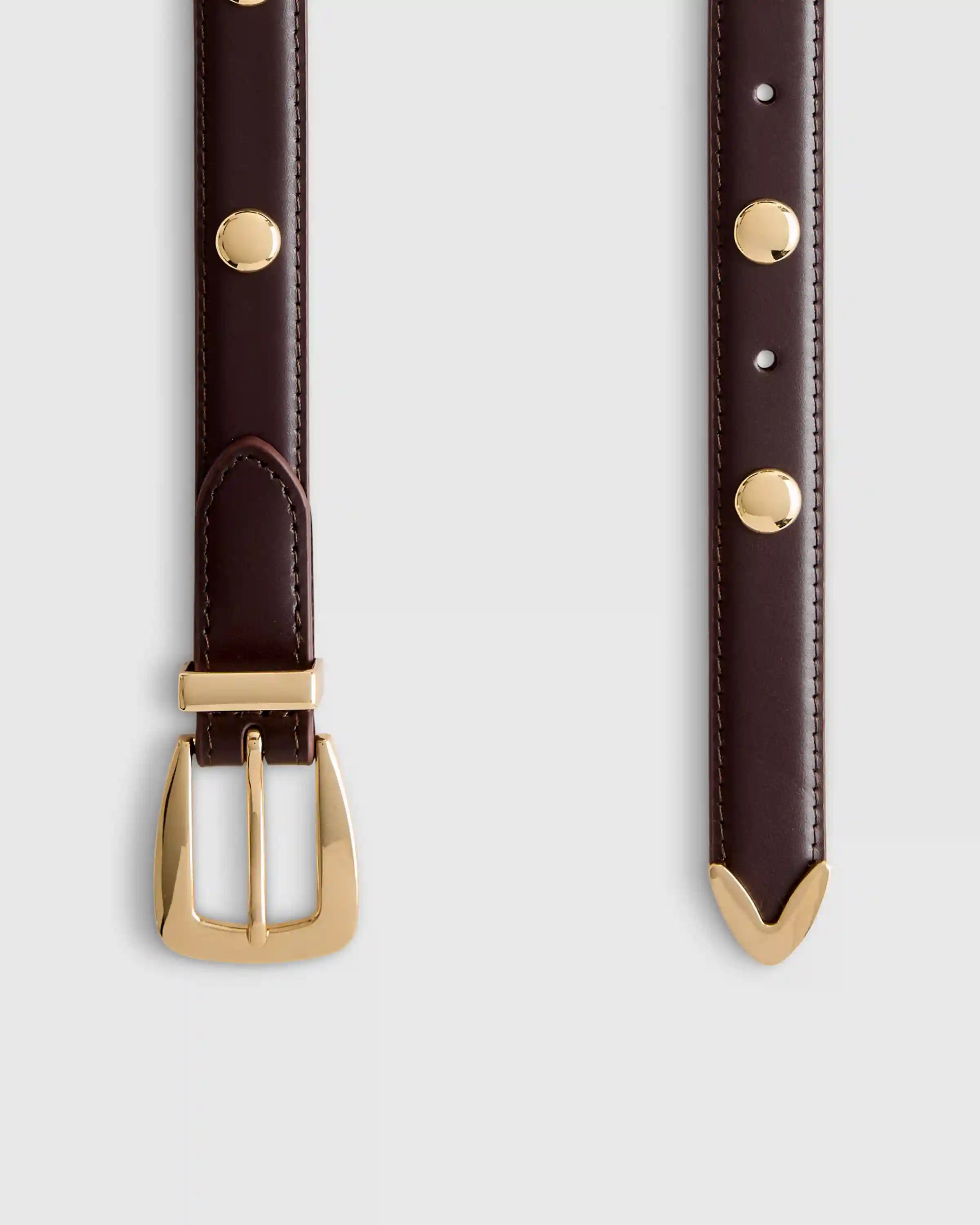 Alyssa European Leather Studded Skinny Belt