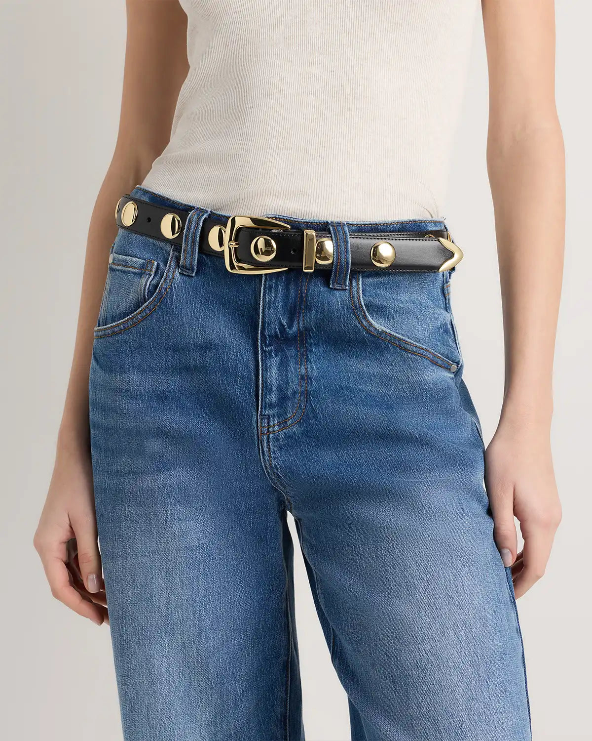 Alyssa European Leather Studded Belt