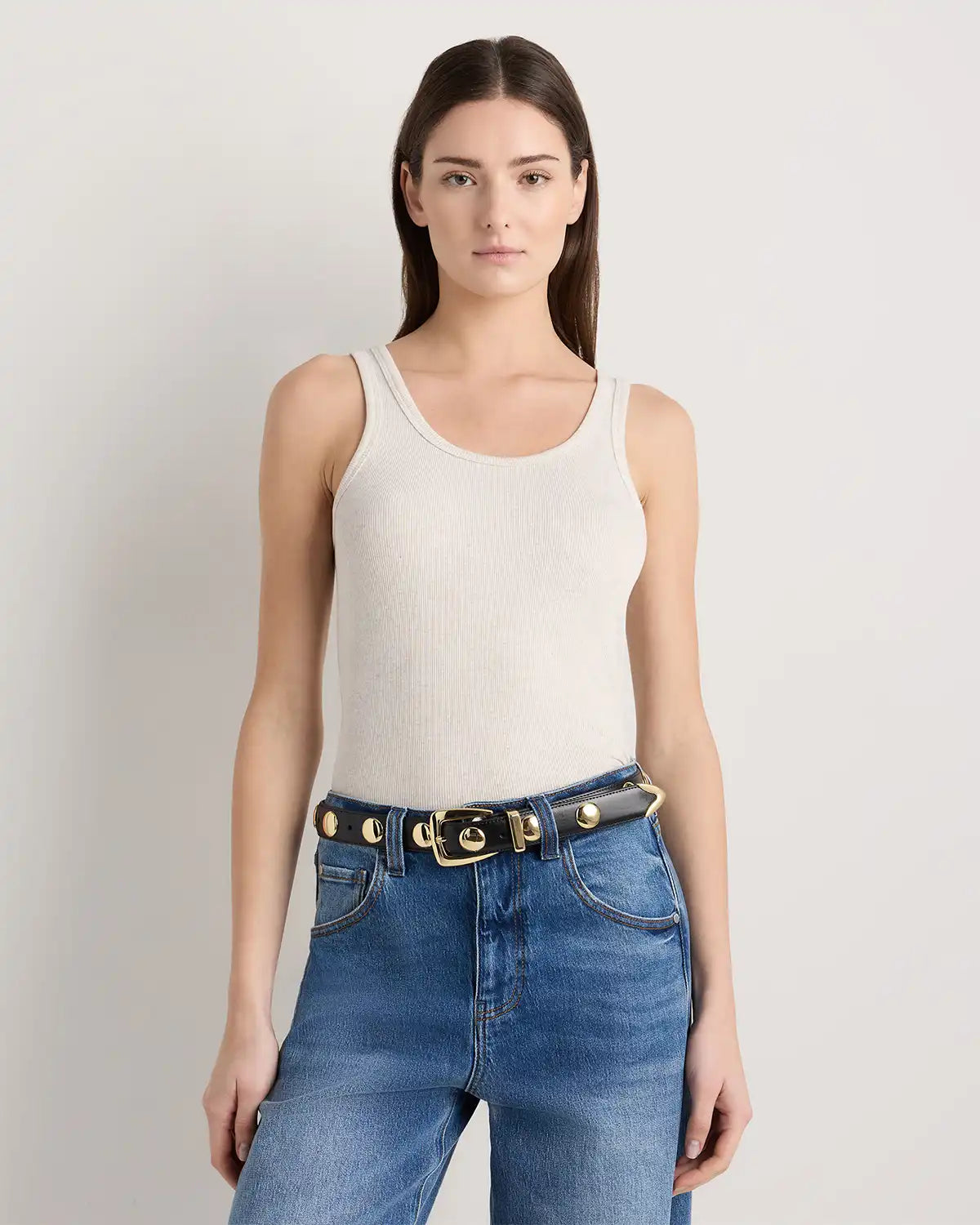 Alyssa European Leather Studded Belt