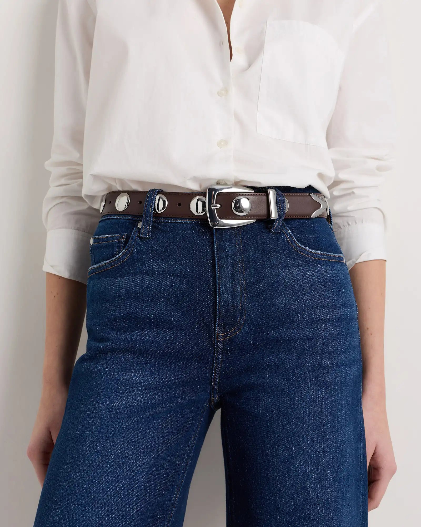 Alyssa European Leather Studded Belt