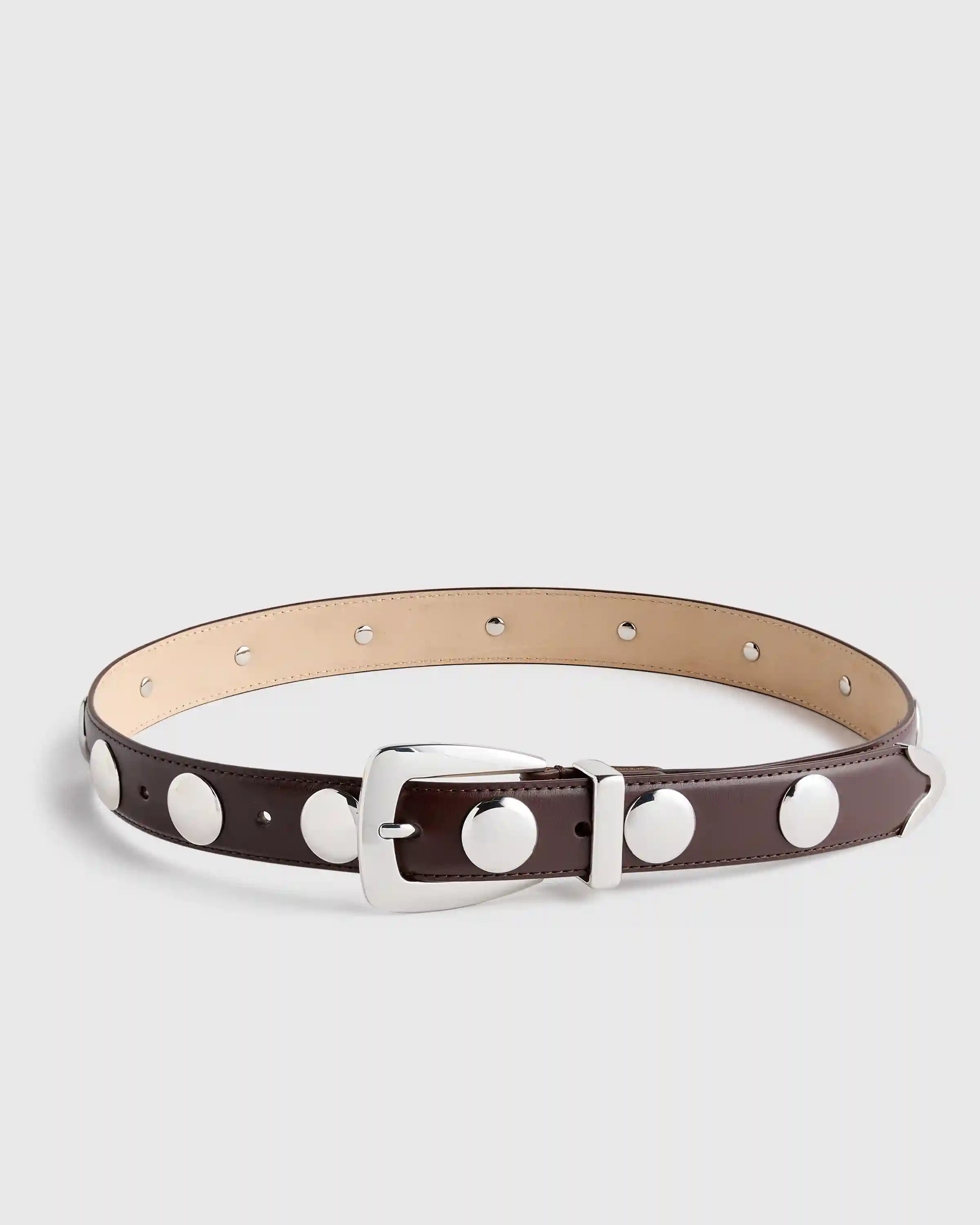 Alyssa European Leather Studded Belt