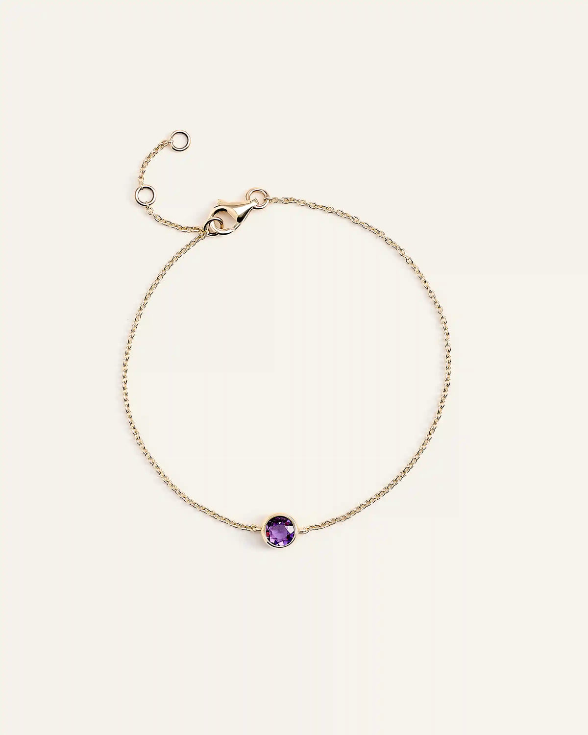 14K Gold Birthstone Solitaire Bezel Bracelet