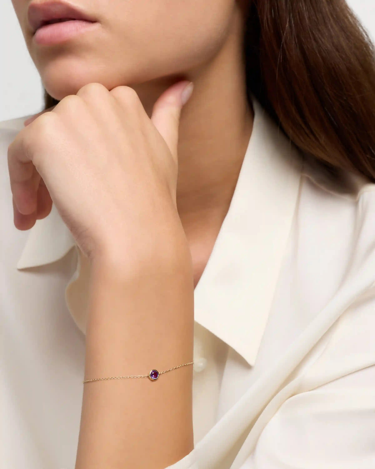 14K Gold Birthstone Solitaire Bezel Bracelet