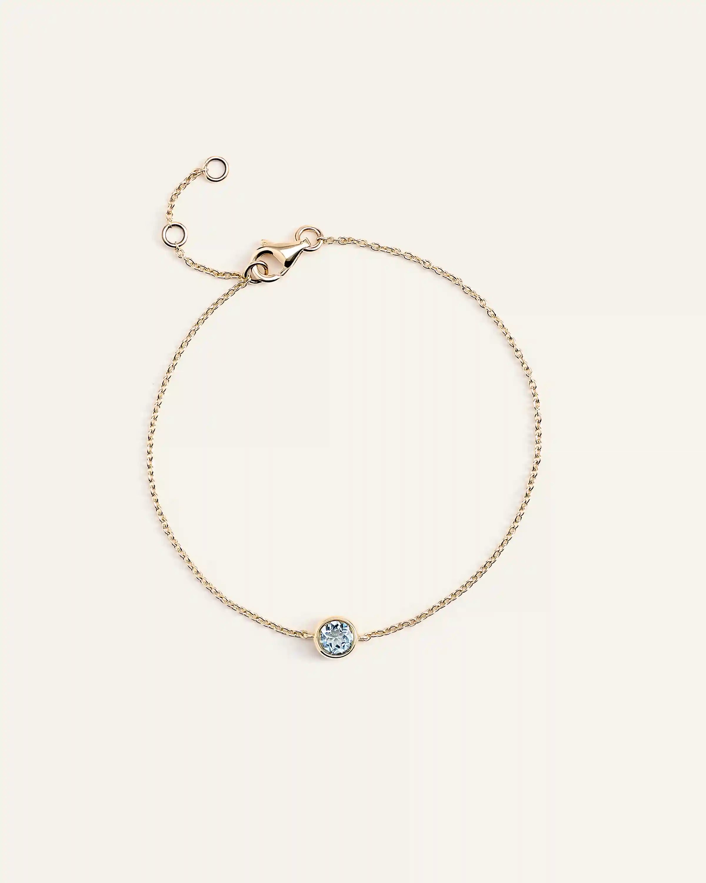 14K Gold Birthstone Solitaire Bezel Bracelet
