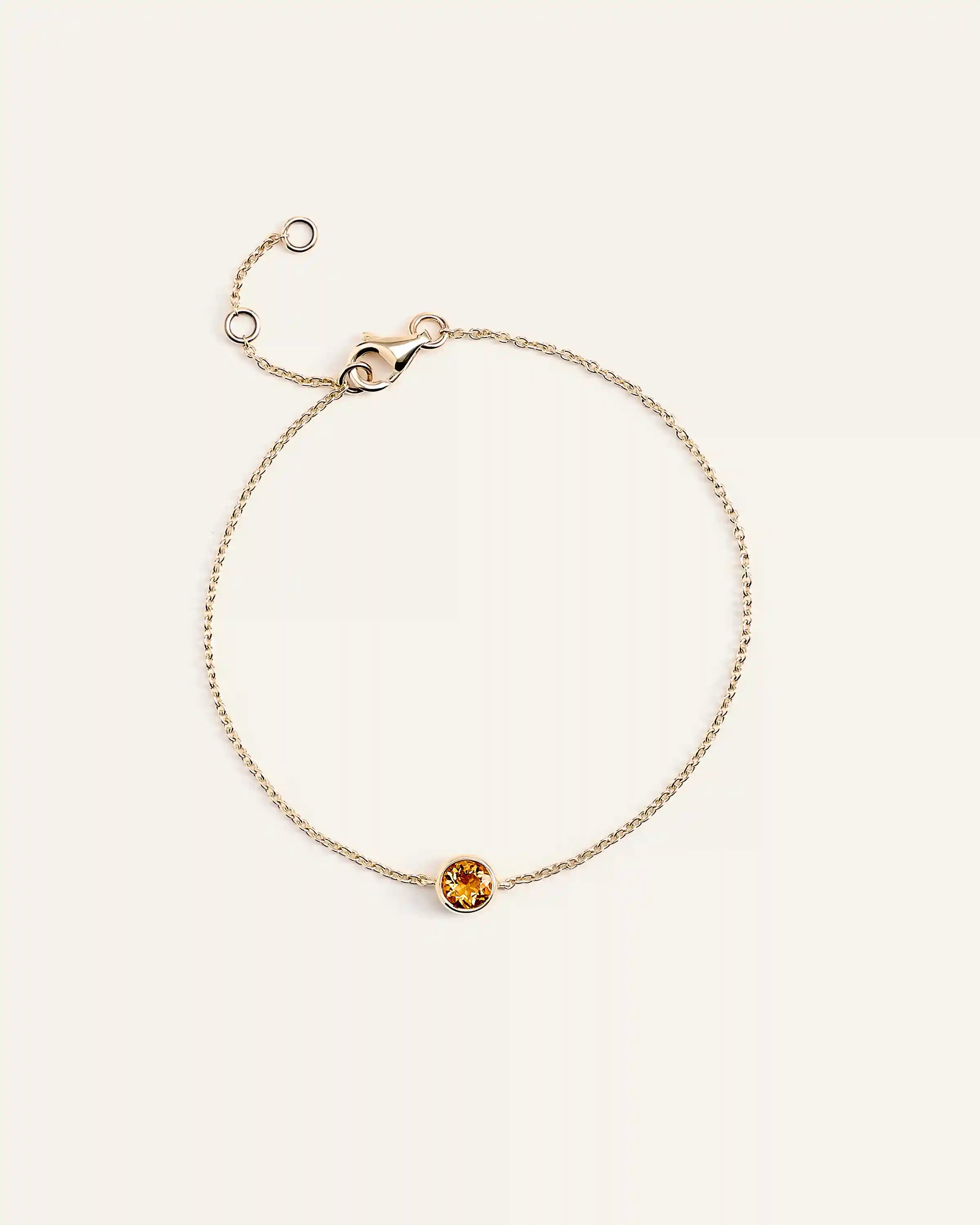 14K Gold Birthstone Solitaire Bezel Bracelet