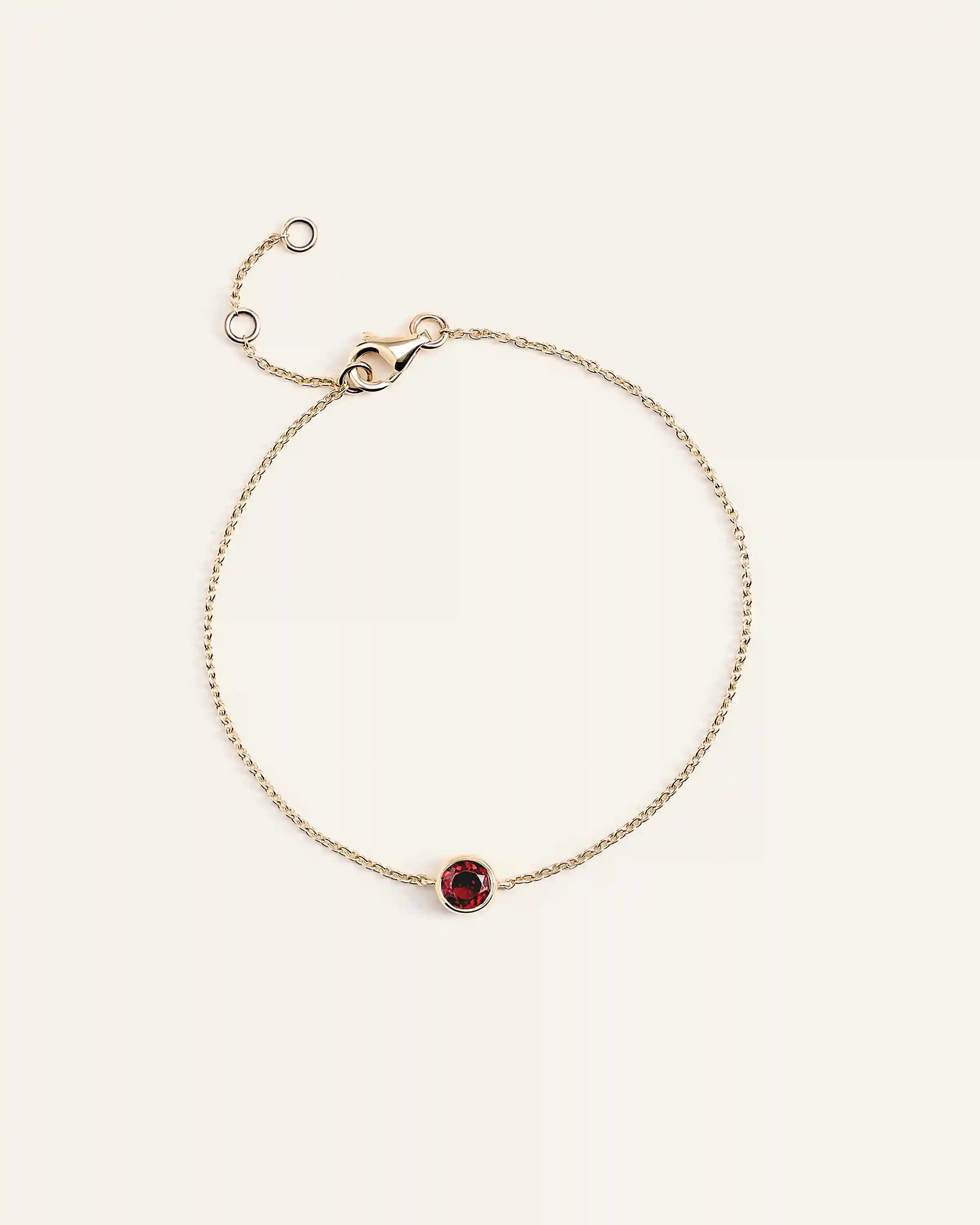 14K Gold Birthstone Solitaire Bezel Bracelet
