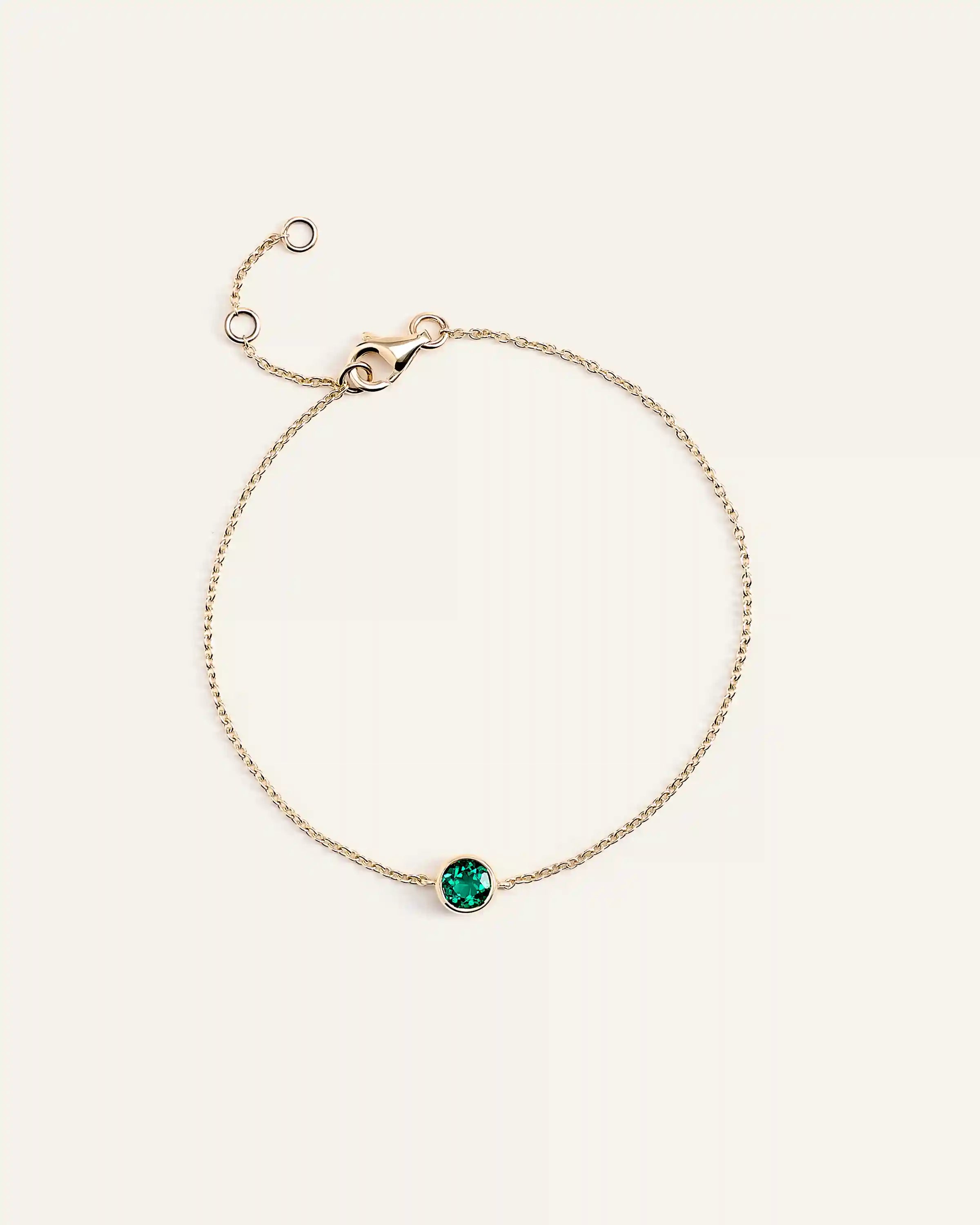 14K Gold Birthstone Solitaire Bezel Bracelet