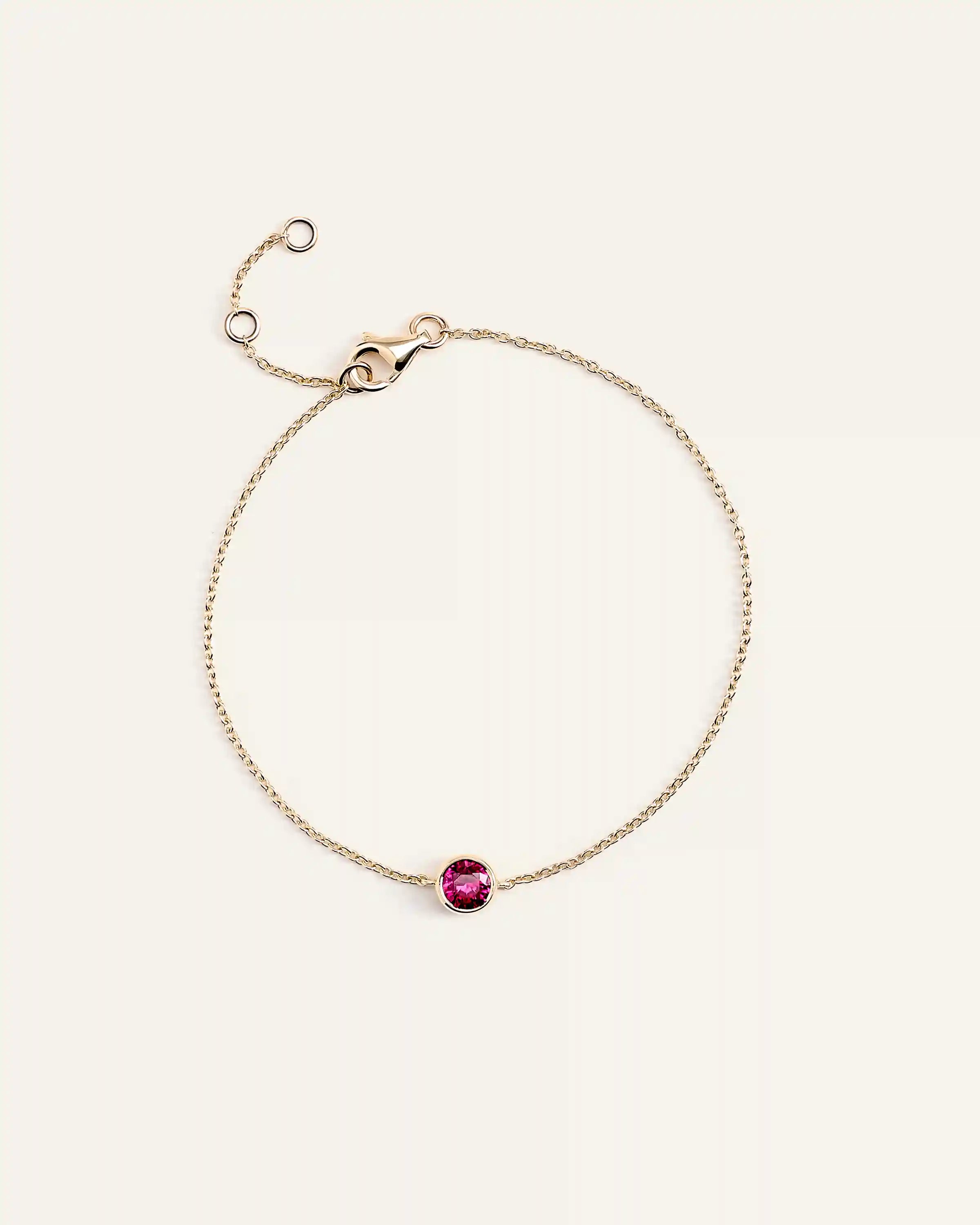 14K Gold Birthstone Solitaire Bezel Bracelet