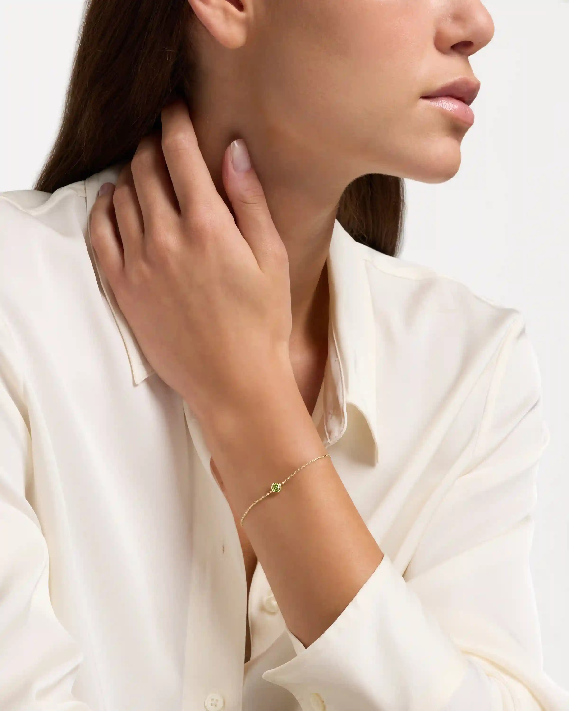 14K Gold Birthstone Solitaire Bezel Bracelet