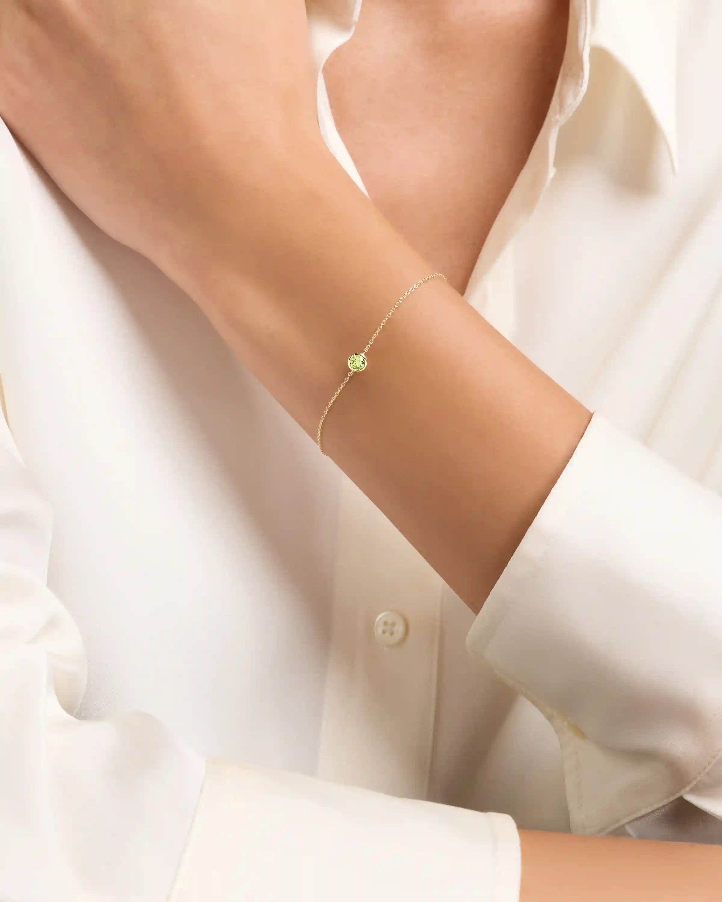14K Gold Birthstone Solitaire Bezel Bracelet