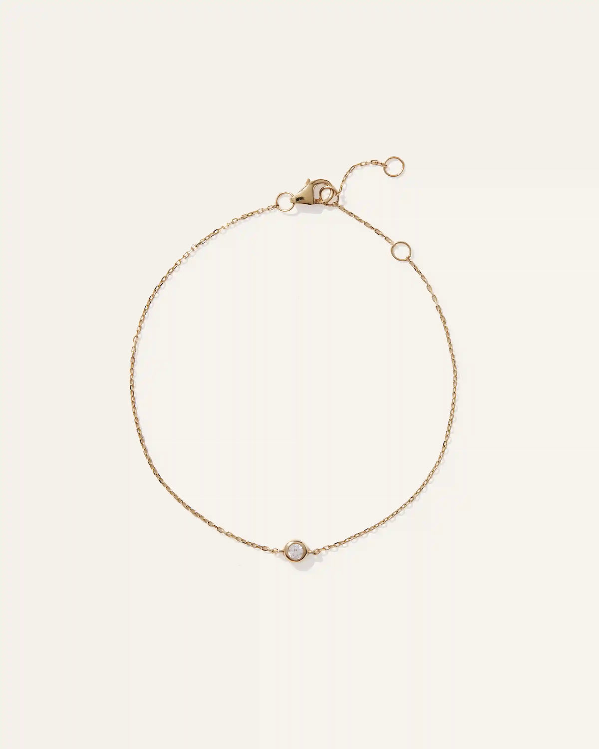 14K Gold Diamond Solitaire Bezel Bracelet