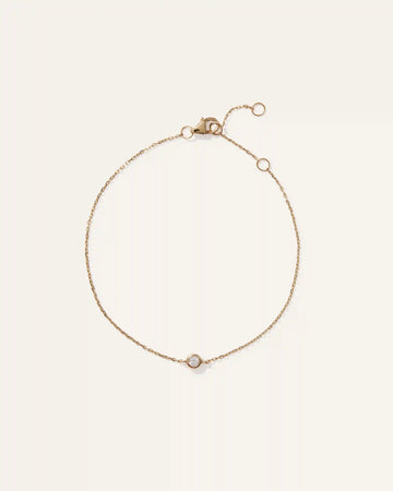 14K Gold Diamond Solitaire Bezel Bracelet
