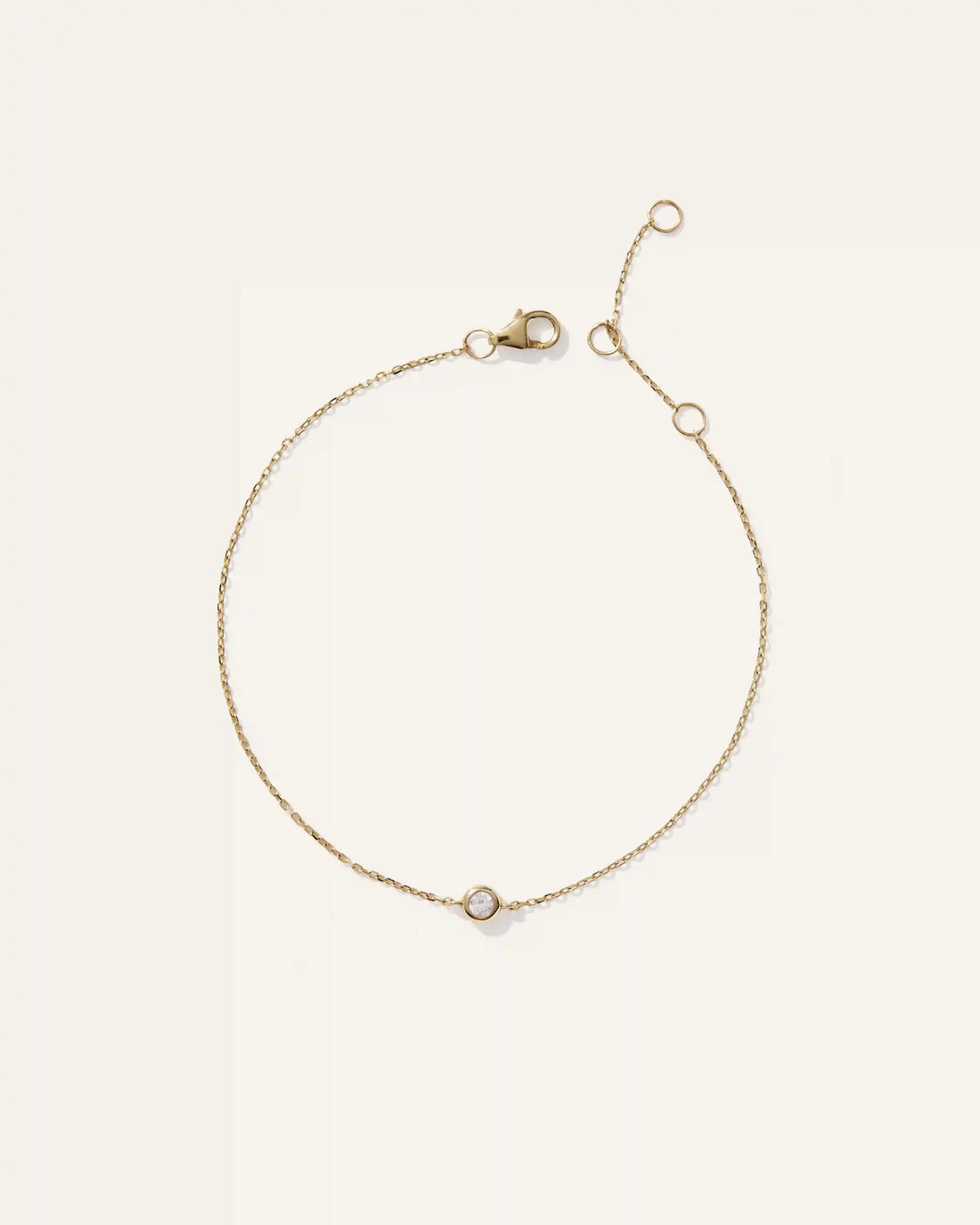 14K Gold Diamond Solitaire Bezel Bracelet