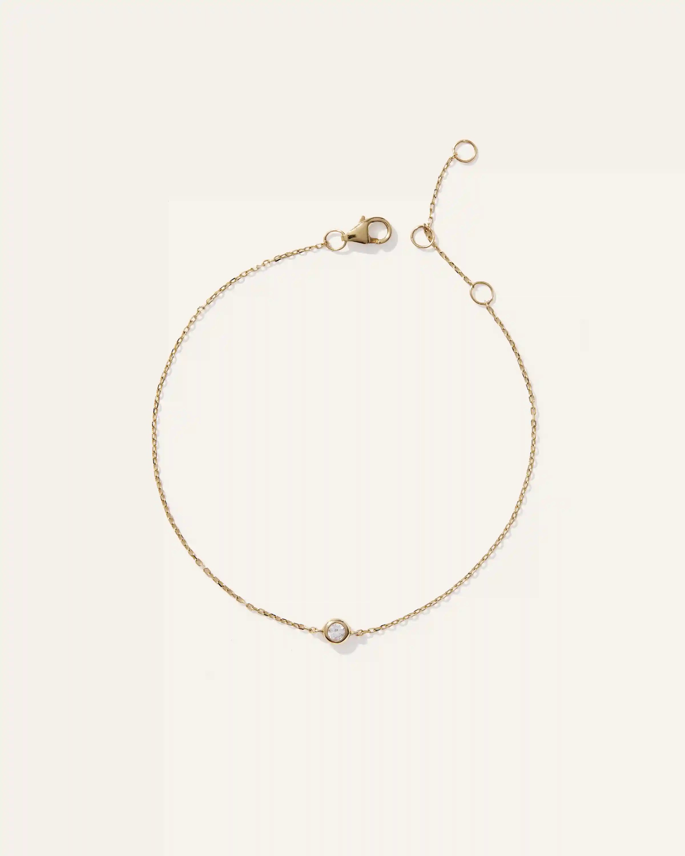 14K Gold Diamond Solitaire Bezel Bracelet
