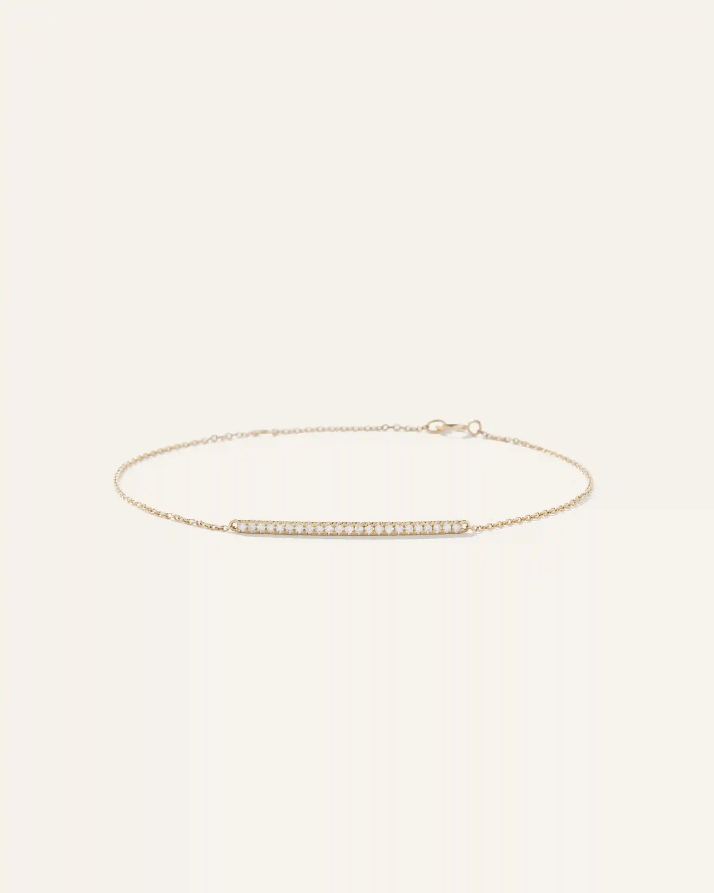 14K Gold Pave Diamond Bar Bracelet
